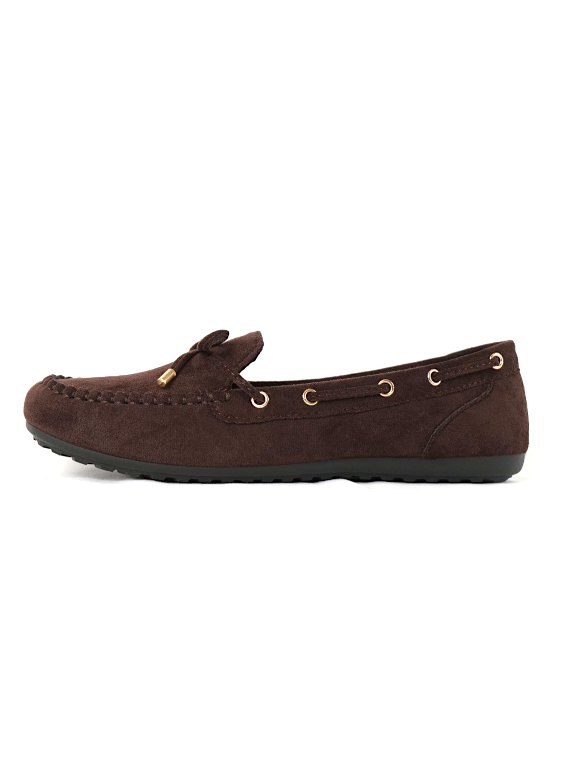 Mocasines planos para mujer con lazo decorativo y costuras tipo moccasin, zapatos casuales en efecto ante con detalle de cordón y ojales metálicos, mocasines cómodos para diario, oficina y looks casuales