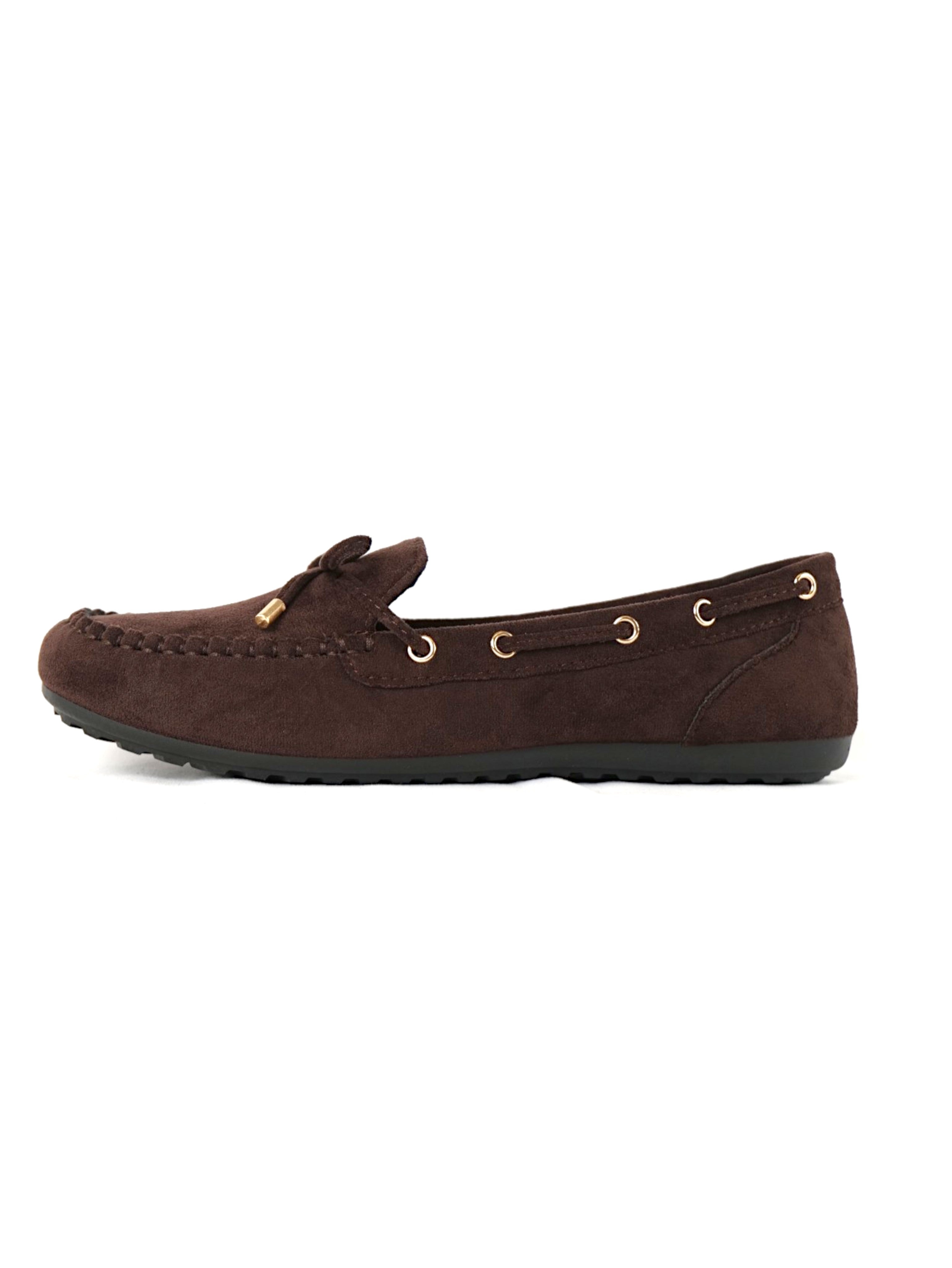 Mocasines planos para mujer con lazo decorativo y costuras tipo moccasin, zapatos casuales en efecto ante con detalle de cordón y ojales metálicos, mocasines cómodos para diario, oficina y looks casuales