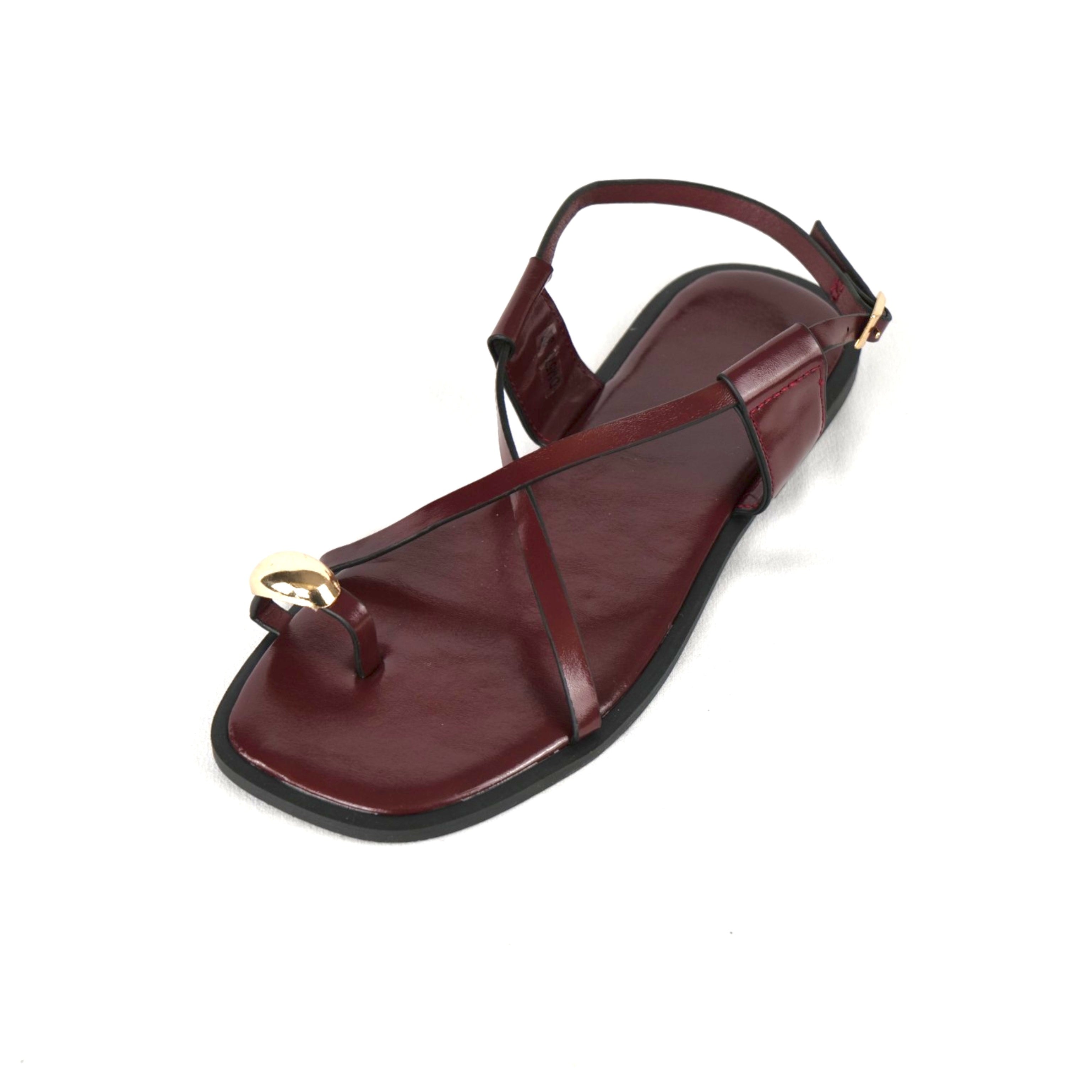 Sandalias con detalle metálico en el dedo y tiras cruzadas en cuero sintético, sandalias minimalistas planas tipo dedo para mujer con tiras finas y pulsera al tobillo con hebilla, sandalias de verano elegantes para diario y playa