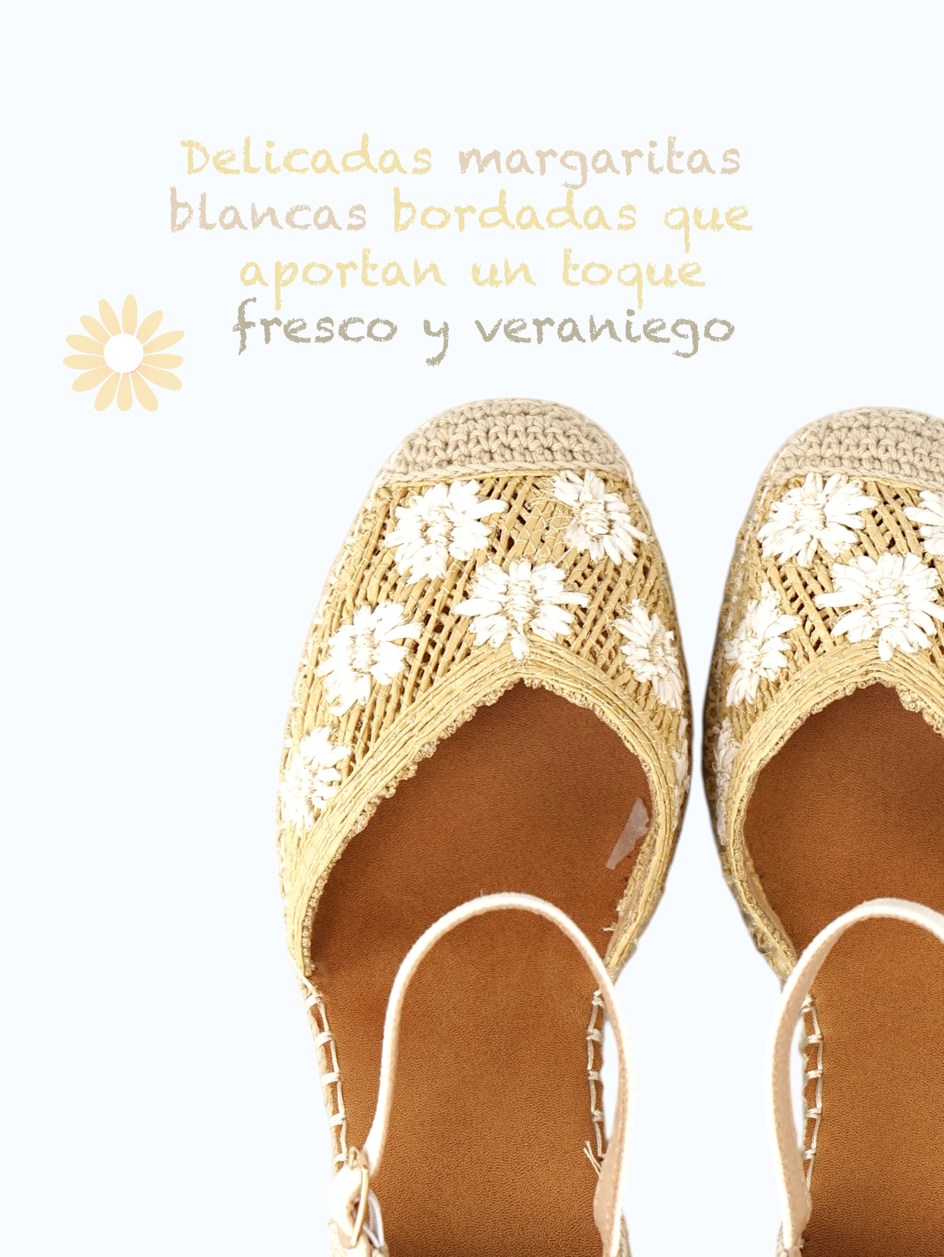 Alpargatas Flores Bordadas - Alpargatas de cuña para mujer con puntera cerrada y flores bordadas, sandalias tipo espadrille con pulsera al tobillo y hebilla ajustable, cuña media con plataforma efecto yute para looks de verano