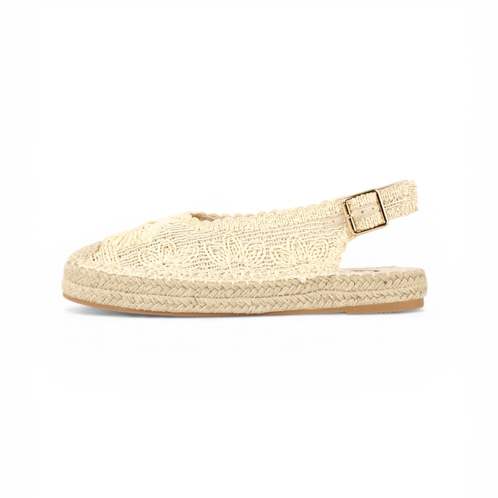 Alpargatas con Flores Bordadas - Alpargatas planas tipo slingback para mujer con puntera cerrada y flores bordadas en relieve, sandalias espadrille con talón abierto y hebilla ajustable, diseño calado con suela efecto yute para looks de verano