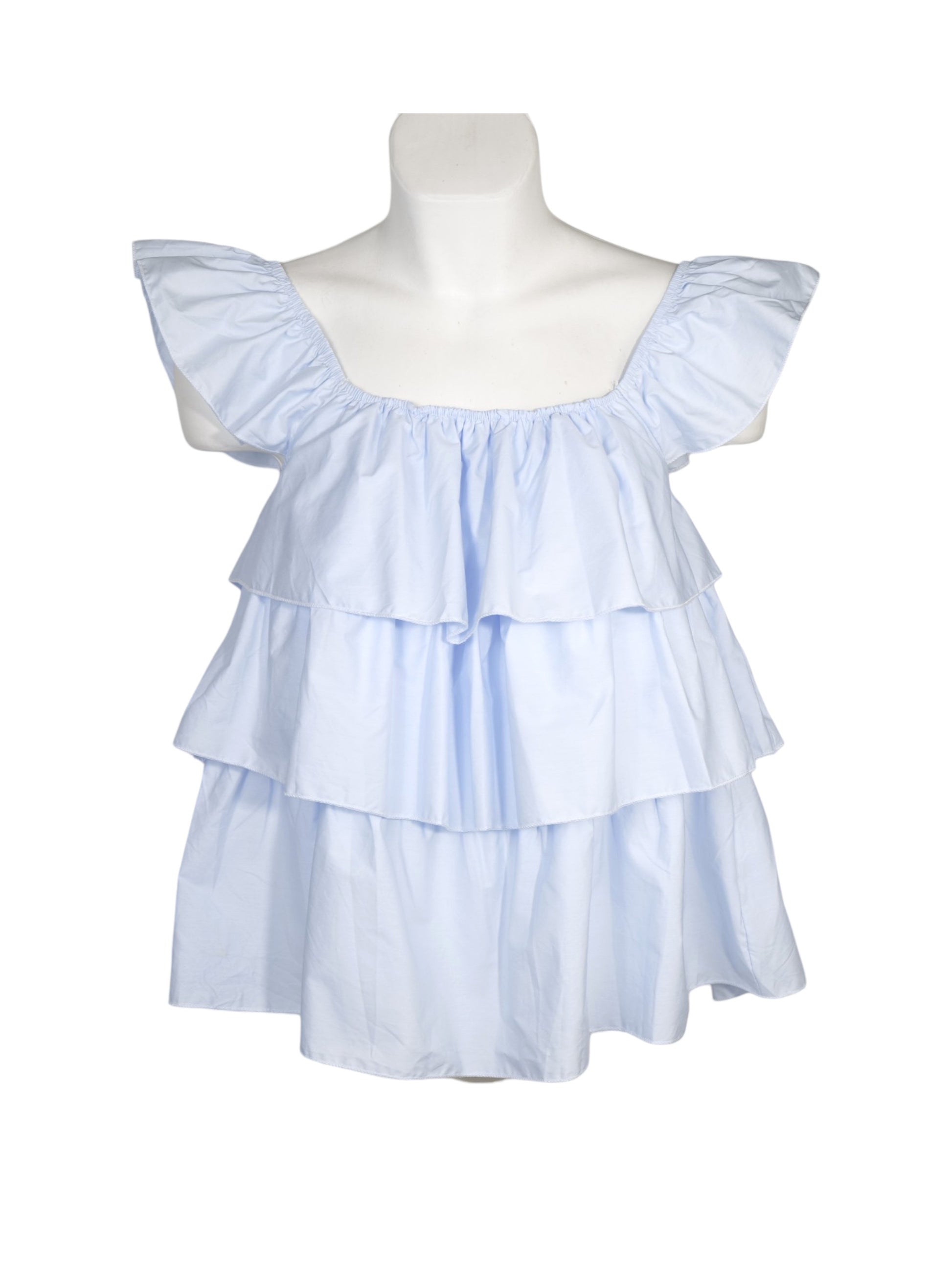 Top mujer volantes escote bardot hombros descubiertos sin mangas blusa corta fluida estilo boho romántico verano, top casual chic holgado outfit femenino moda tendencia