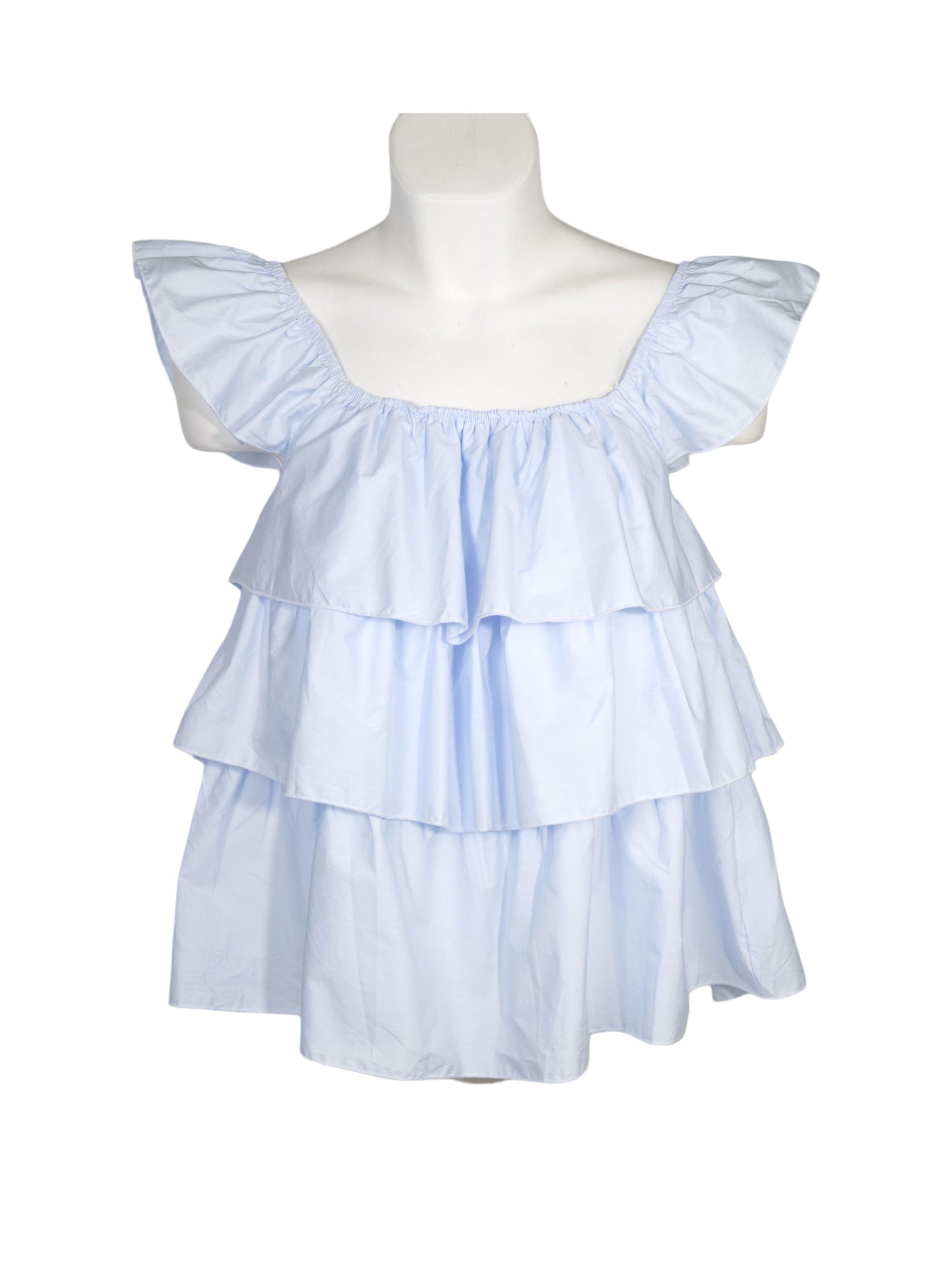 Top mujer volantes escote bardot hombros descubiertos sin mangas blusa corta fluida estilo boho romántico verano, top casual chic holgado outfit femenino moda tendencia