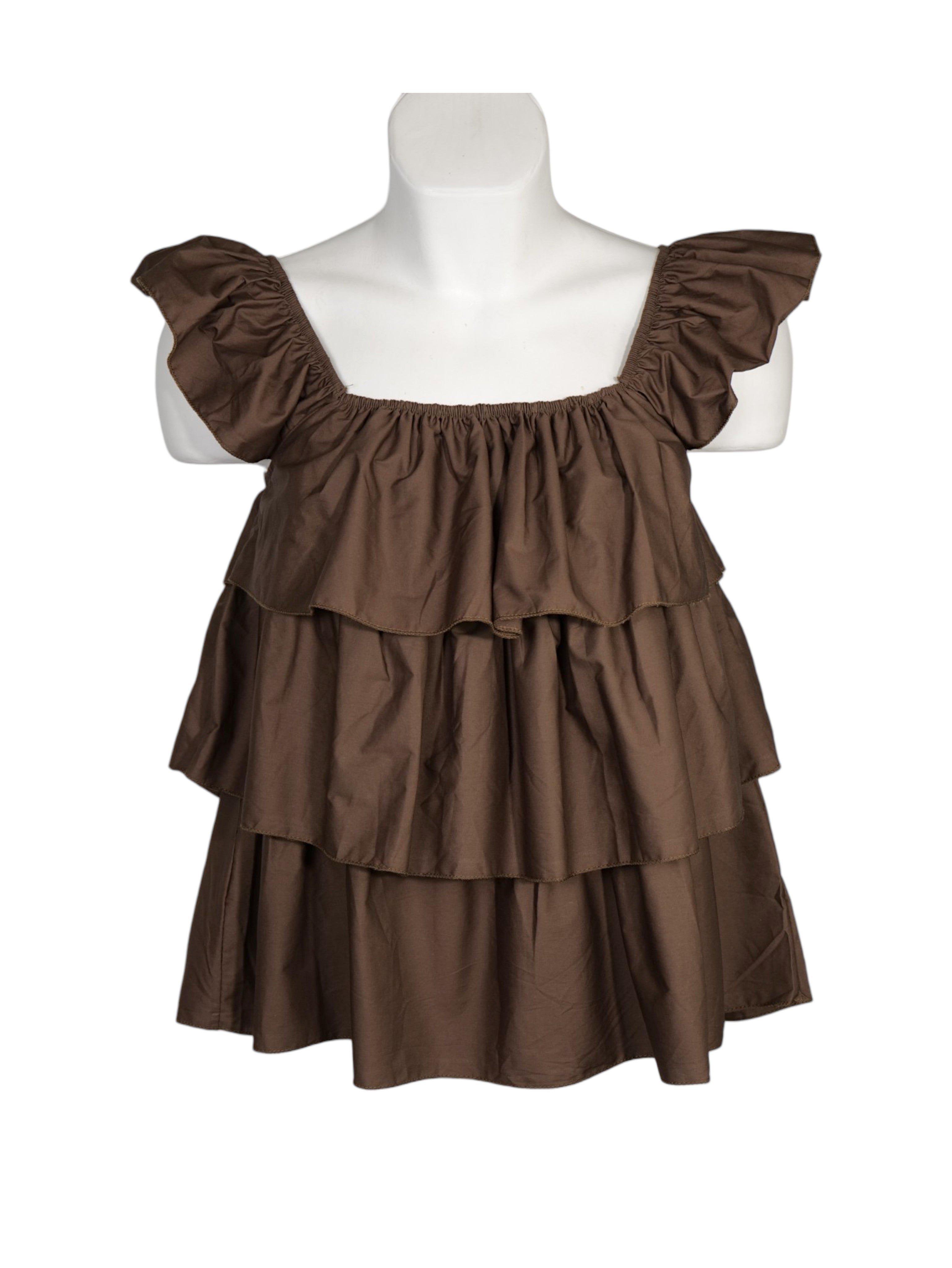Top mujer volantes escote bardot hombros descubiertos sin mangas blusa corta fluida estilo boho romántico verano, top casual chic holgado outfit femenino moda tendencia