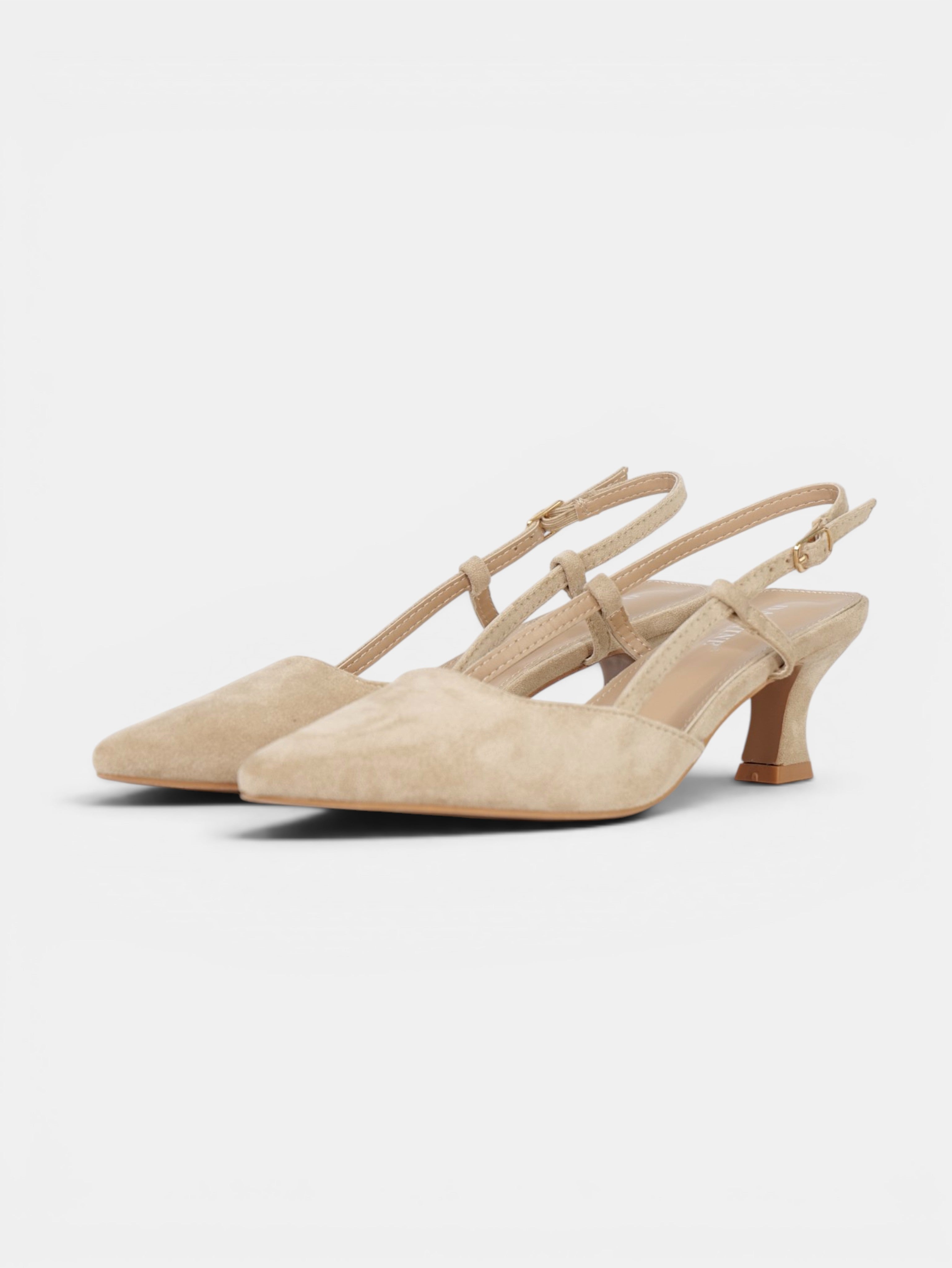 Zapatos de tacón slingback elegantes para mujer con punta fina, zapatos destalonados de terciopelo, tacón bajo cómodo con tira trasera ajustable en beige, rosa, marrón chocolate y negro para comuniones bodas eventos importantes