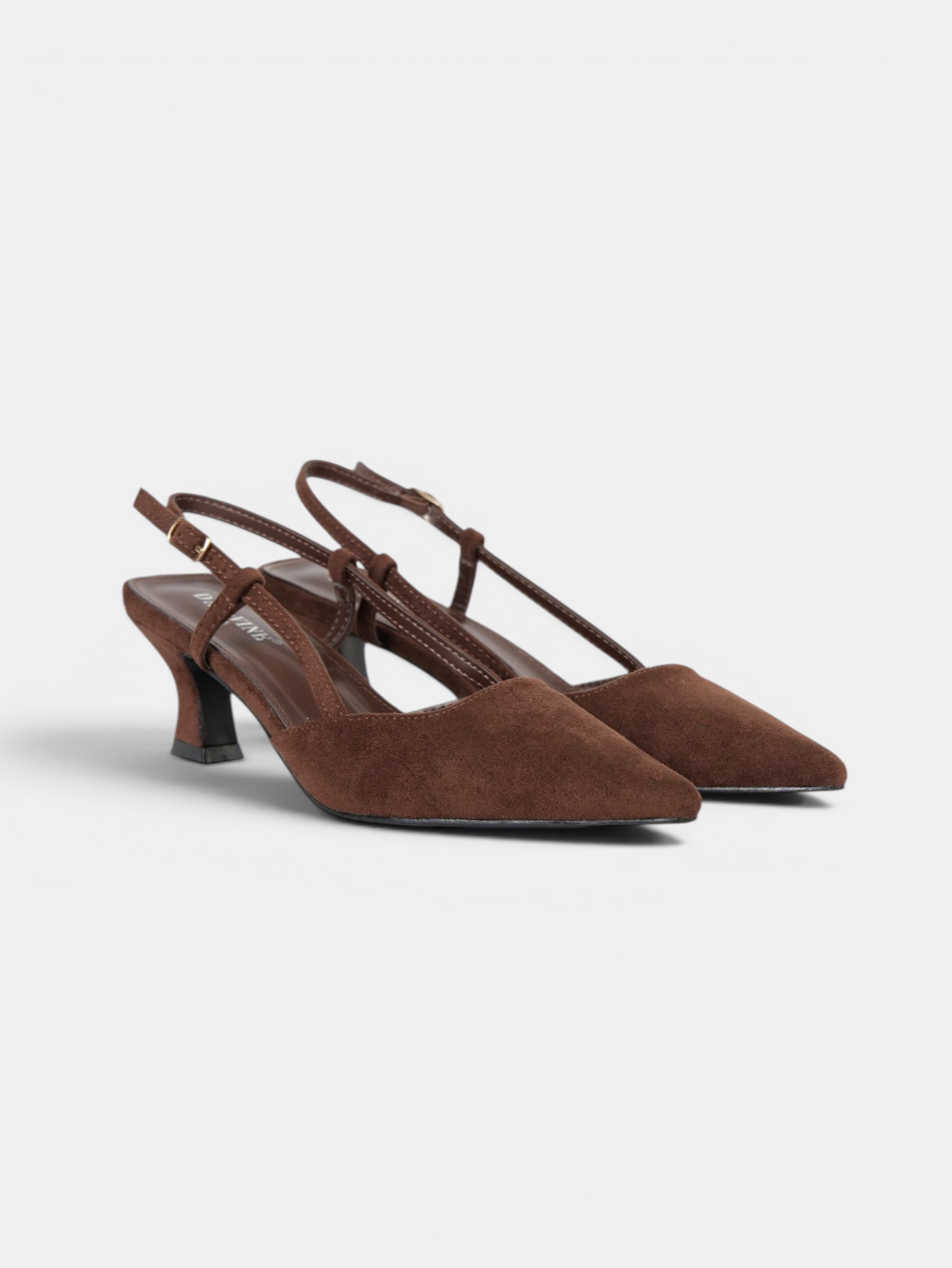 Zapatos de tacón slingback elegantes para mujer con punta fina, zapatos destalonados de terciopelo, tacón bajo cómodo con tira trasera ajustable en beige, rosa, marrón chocolate y negro para comuniones bodas eventos importantes