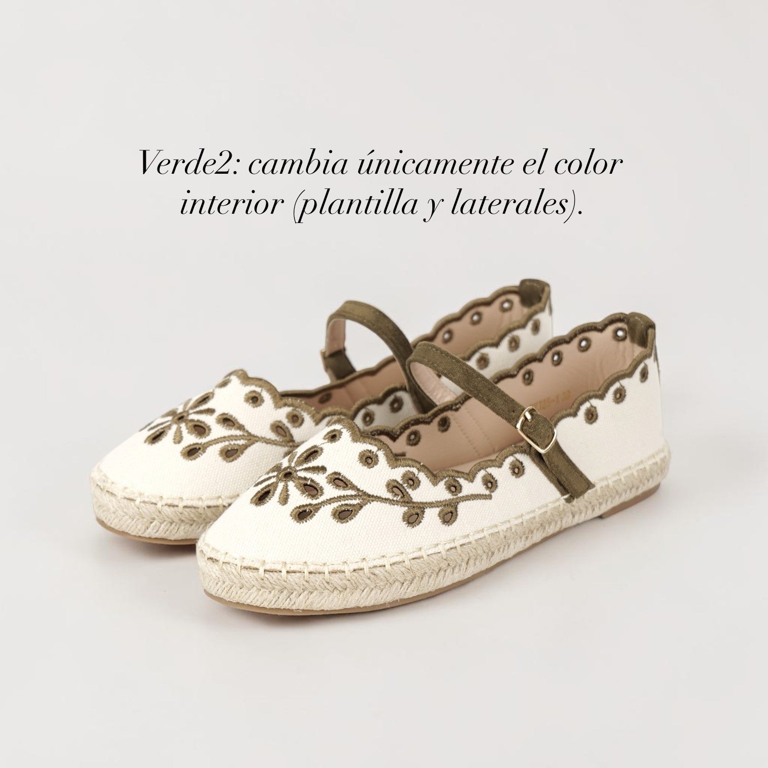 Alpargatas Mujer Bordadas con Pulsera Ajustable, Espadrilles Planas de Lona con Suela de Yute, Zapatos Verano Cómodos con Detalle Floral y Acabado Ondulado Textil