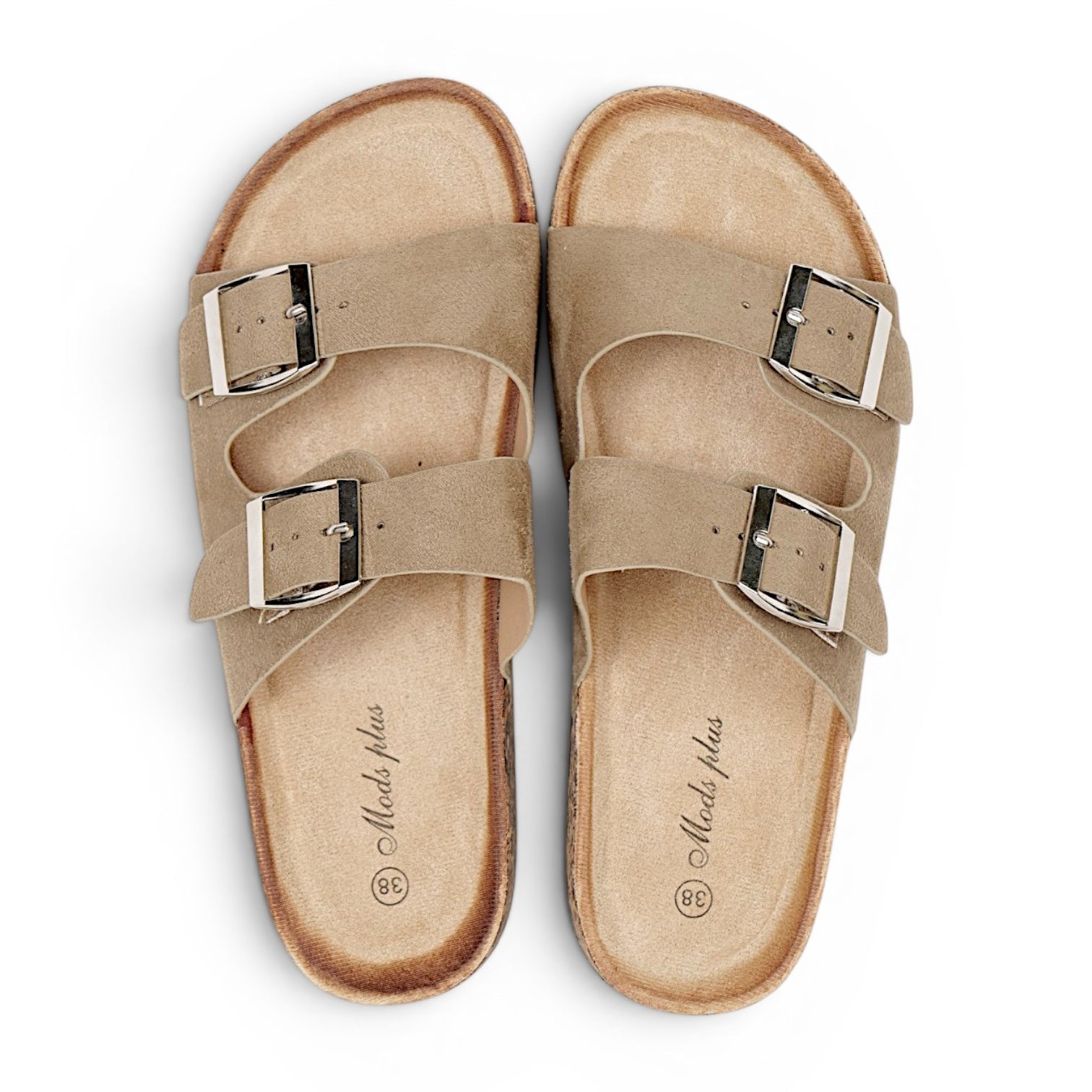 Sandalias planas mujer doble hebilla ajustable para el día a día Sandalias casuales verano con tiras anchas y hebillas metálicas en negro y beige