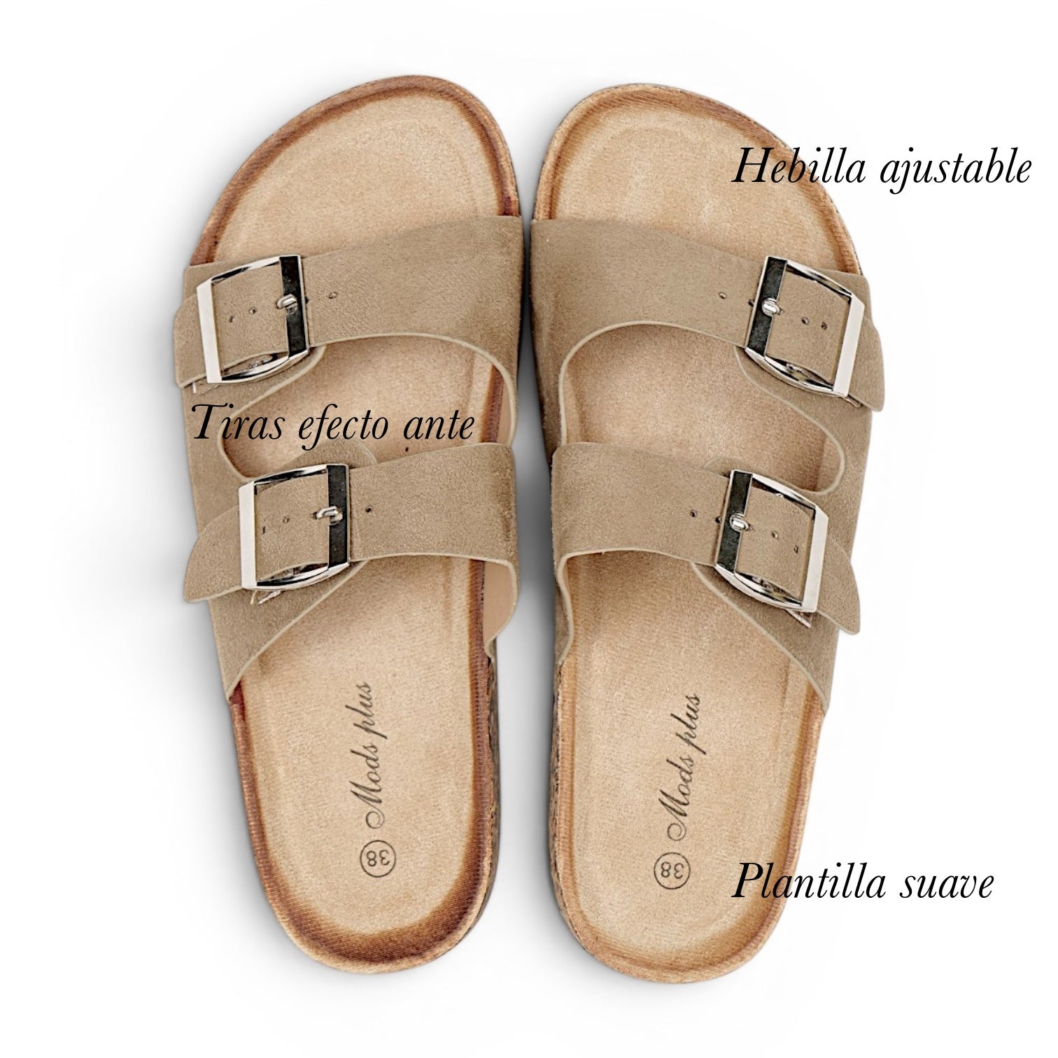 Sandalias planas mujer doble hebilla ajustable para el día a día Sandalias casuales verano con tiras anchas y hebillas metálicas en negro y beige