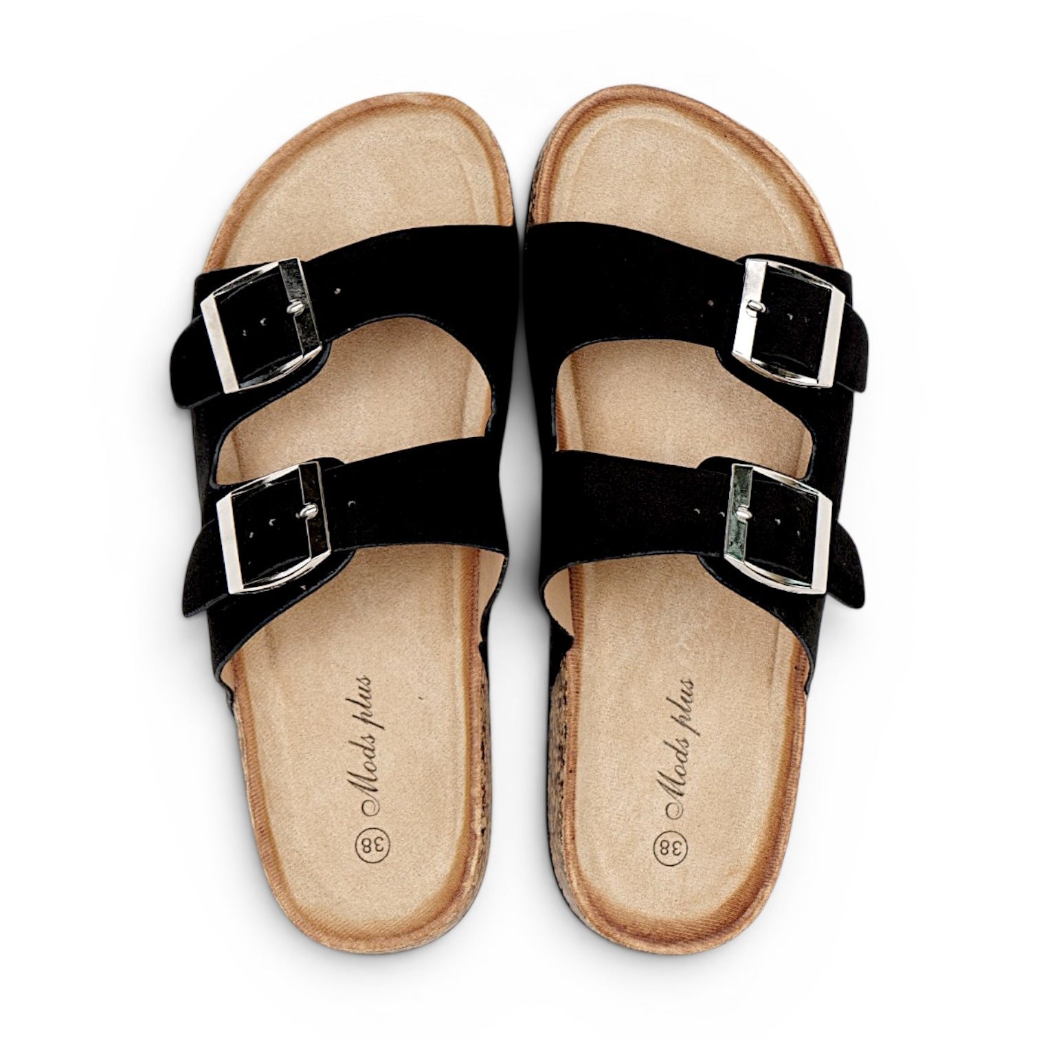 Sandalias planas mujer doble hebilla ajustable para el día a día Sandalias casuales verano con tiras anchas y hebillas metálicas en negro y beige