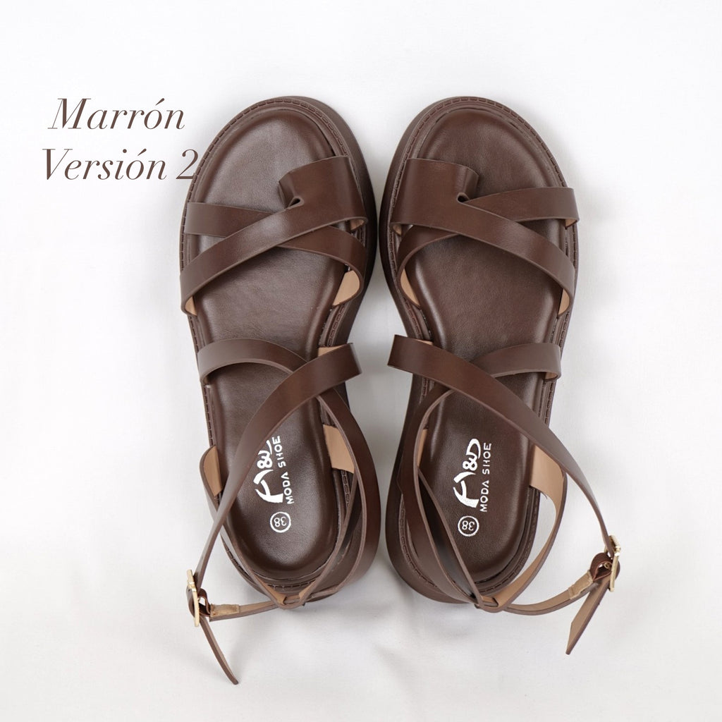 Sandalias planas de plataforma para mujer con tiras cruzadas estilo romano, sandalias minimalistas con pulsera al tobillo ajustable, suela gruesa cómoda, zapatos casuales de verano en color negro y marrón