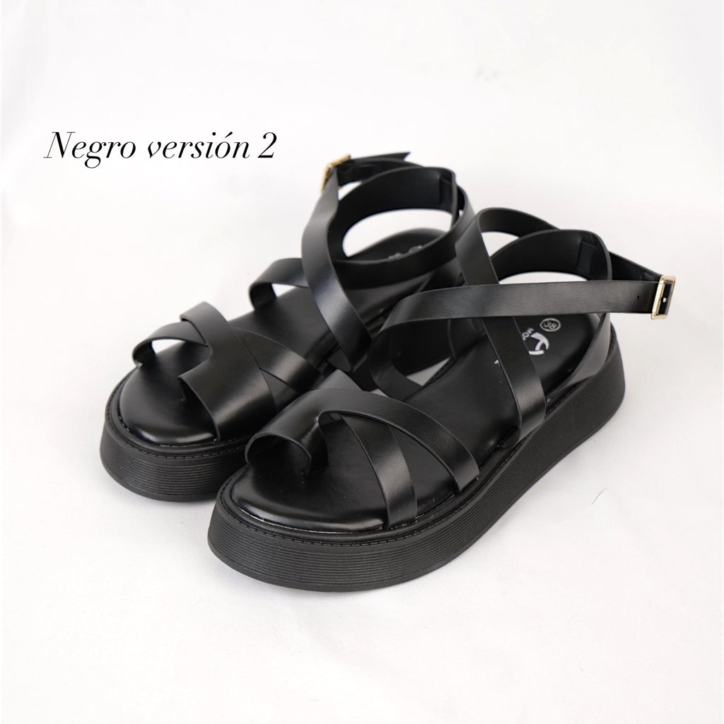 Sandalias planas de plataforma para mujer con tiras cruzadas estilo romano, sandalias minimalistas con pulsera al tobillo ajustable, suela gruesa cómoda, zapatos casuales de verano en color negro y marrón