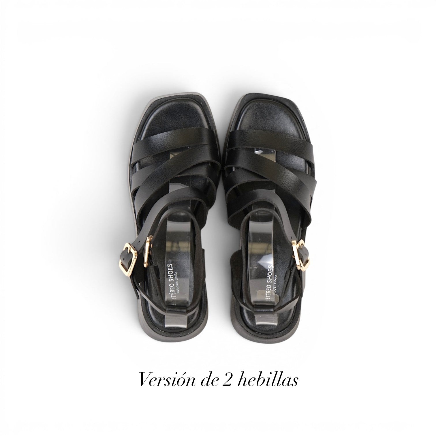 Sandalias Romanas con Plataforma alta para mujer en negro con tiras múltiples y hebillas metálicas, zapatos abiertos cómodos estilo casual urbano