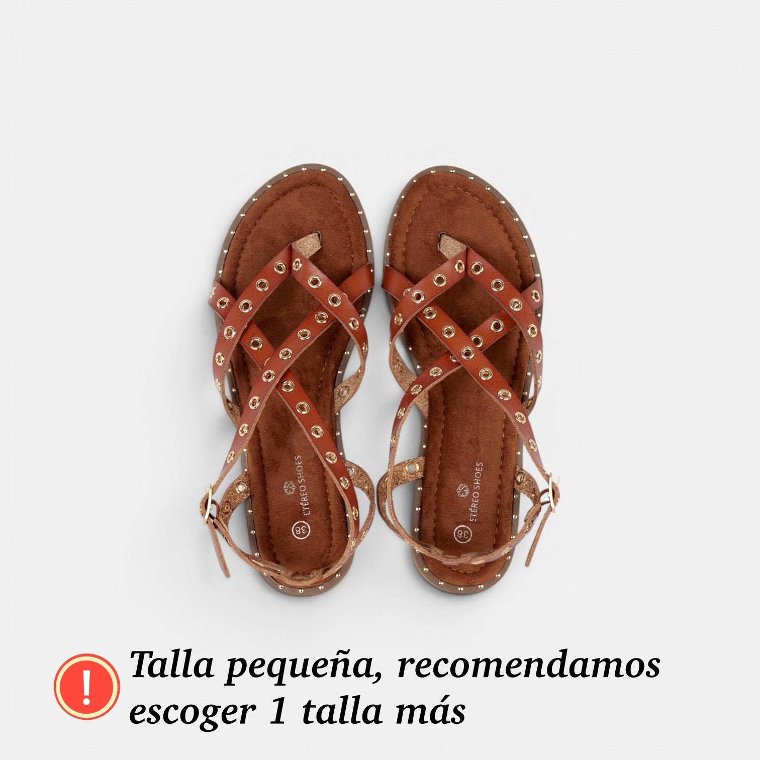 Sandalias Romanas con Tachuelas - Suela flexible y plantilla acolchada - Tachuelas doradas y tiras cruzadas para mujer, estilo casual elegante para verano, ideales para combinar con vestidos largos, faldas boho y looks de vacaciones