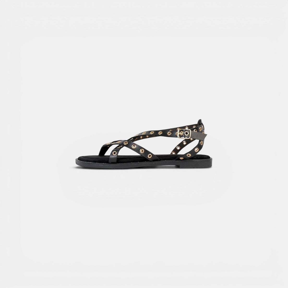 Sandalias Romanas con Tachuelas - Suela flexible y plantilla acolchada - Tachuelas doradas y tiras cruzadas para mujer, estilo casual elegante para verano, ideales para combinar con vestidos largos, faldas boho y looks de vacaciones