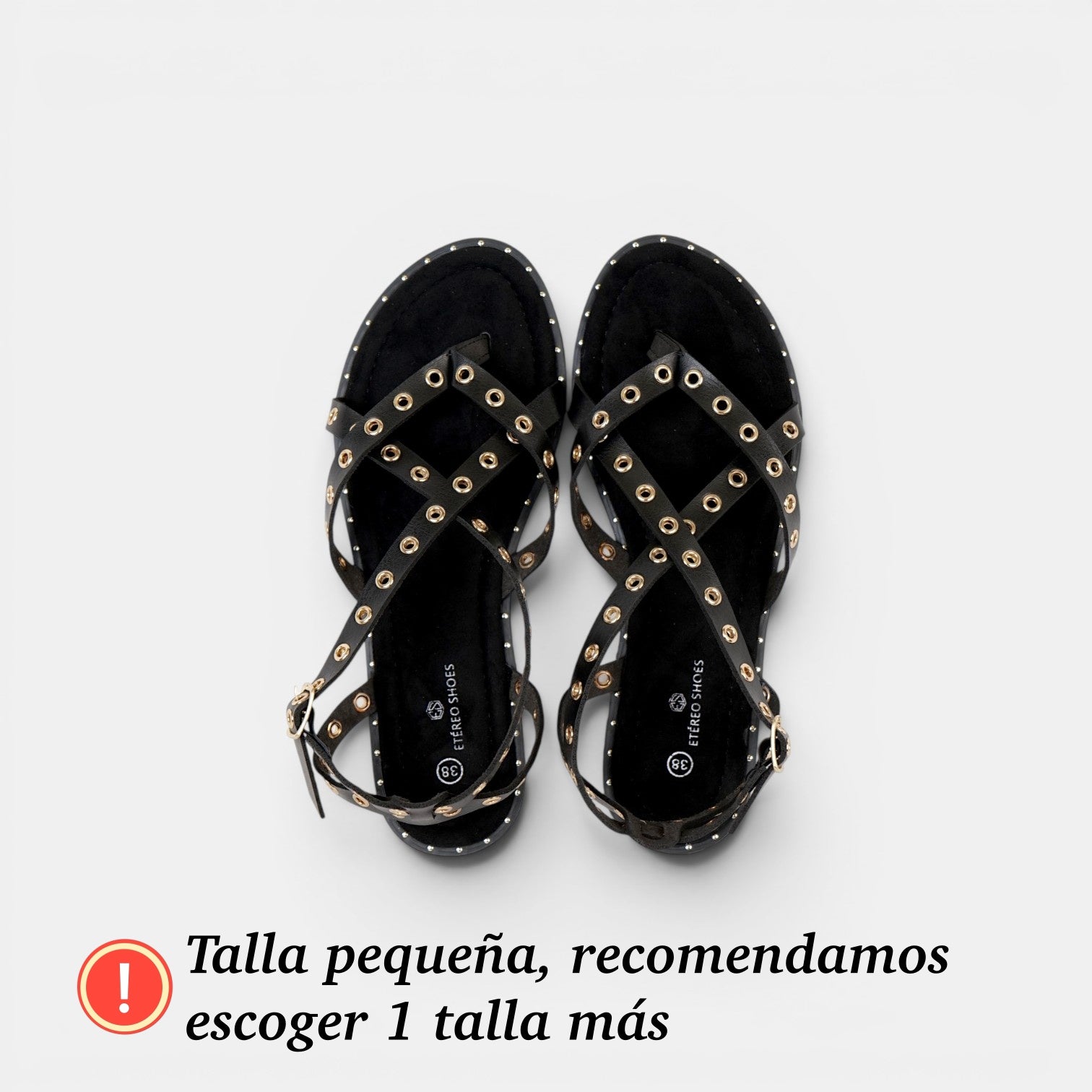 Sandalias Romanas con Tachuelas - Suela flexible y plantilla acolchada - Tachuelas doradas y tiras cruzadas para mujer, estilo casual elegante para verano, ideales para combinar con vestidos largos, faldas boho y looks de vacaciones