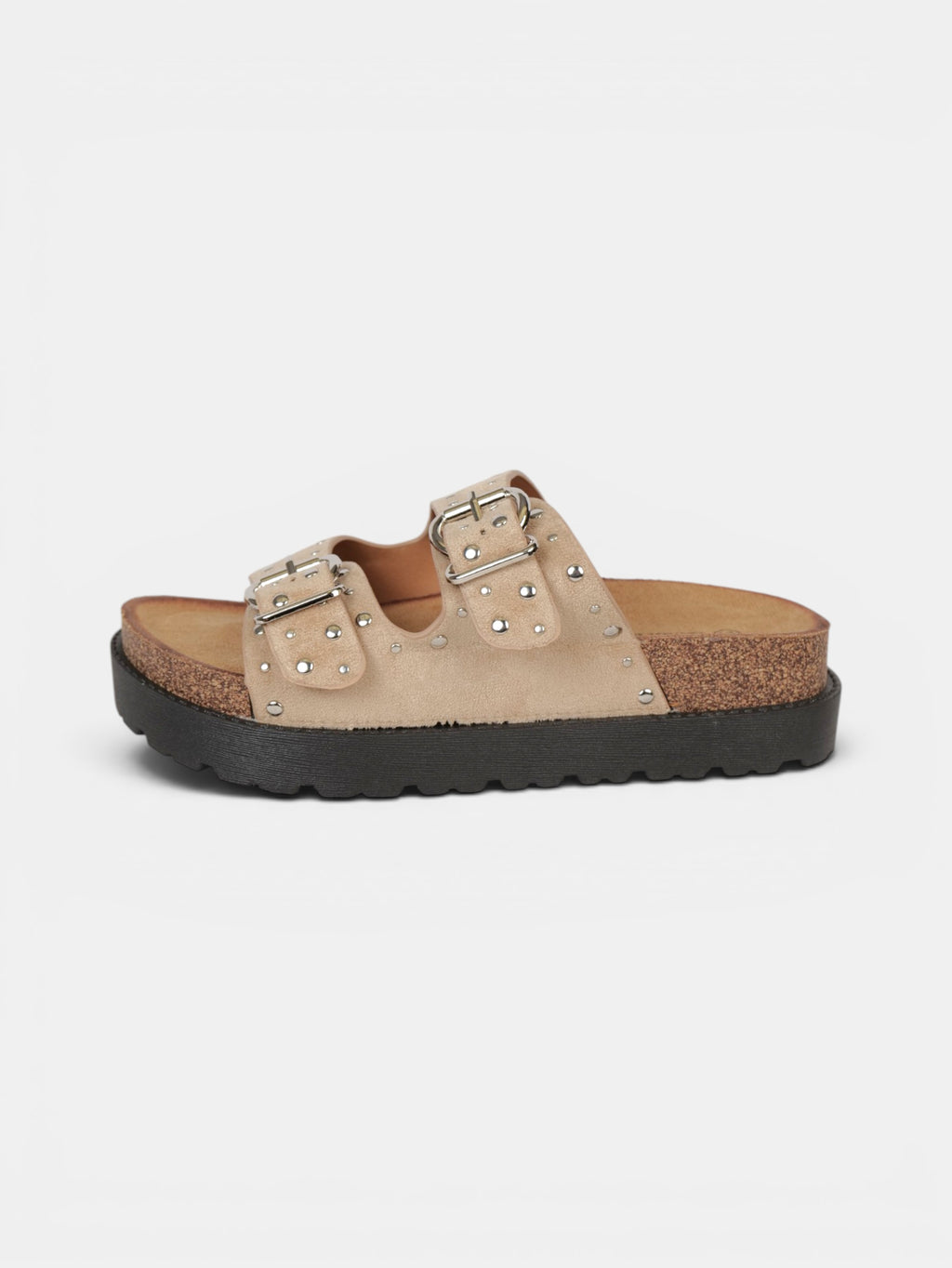Sandalias Bio con Plataforma y Doble Hebilla de Velcro, Hebilla con Tachuales, Tira Ancha de Crochet Floral