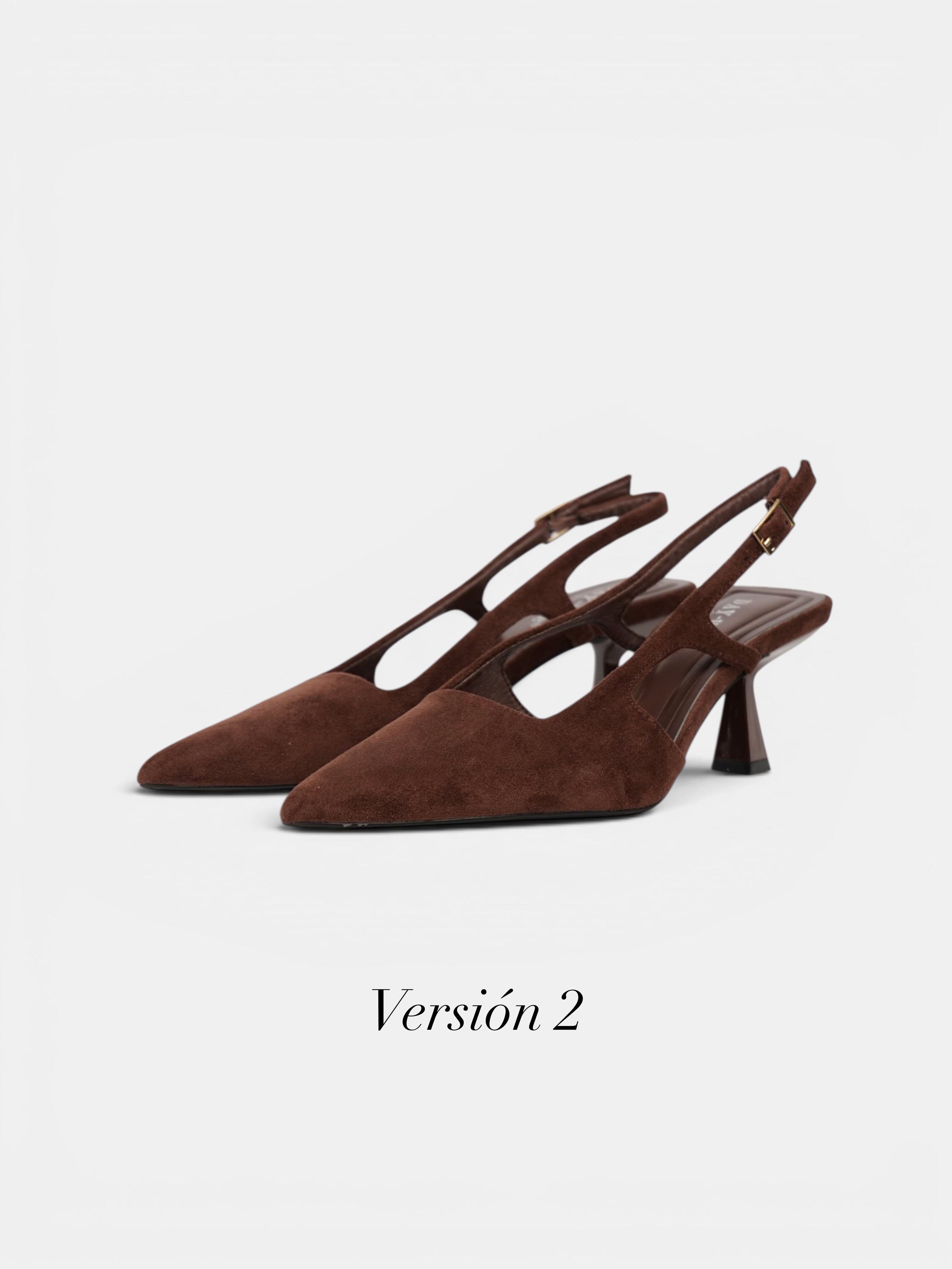 Zapatos de tacón slingback elegantes para mujer con punta fina, zapatos destalonados de terciopelo, tacón bajo cómodo con tira trasera ajustable en beige, rosa, marrón chocolate y negro para comuniones bodas eventos importantes