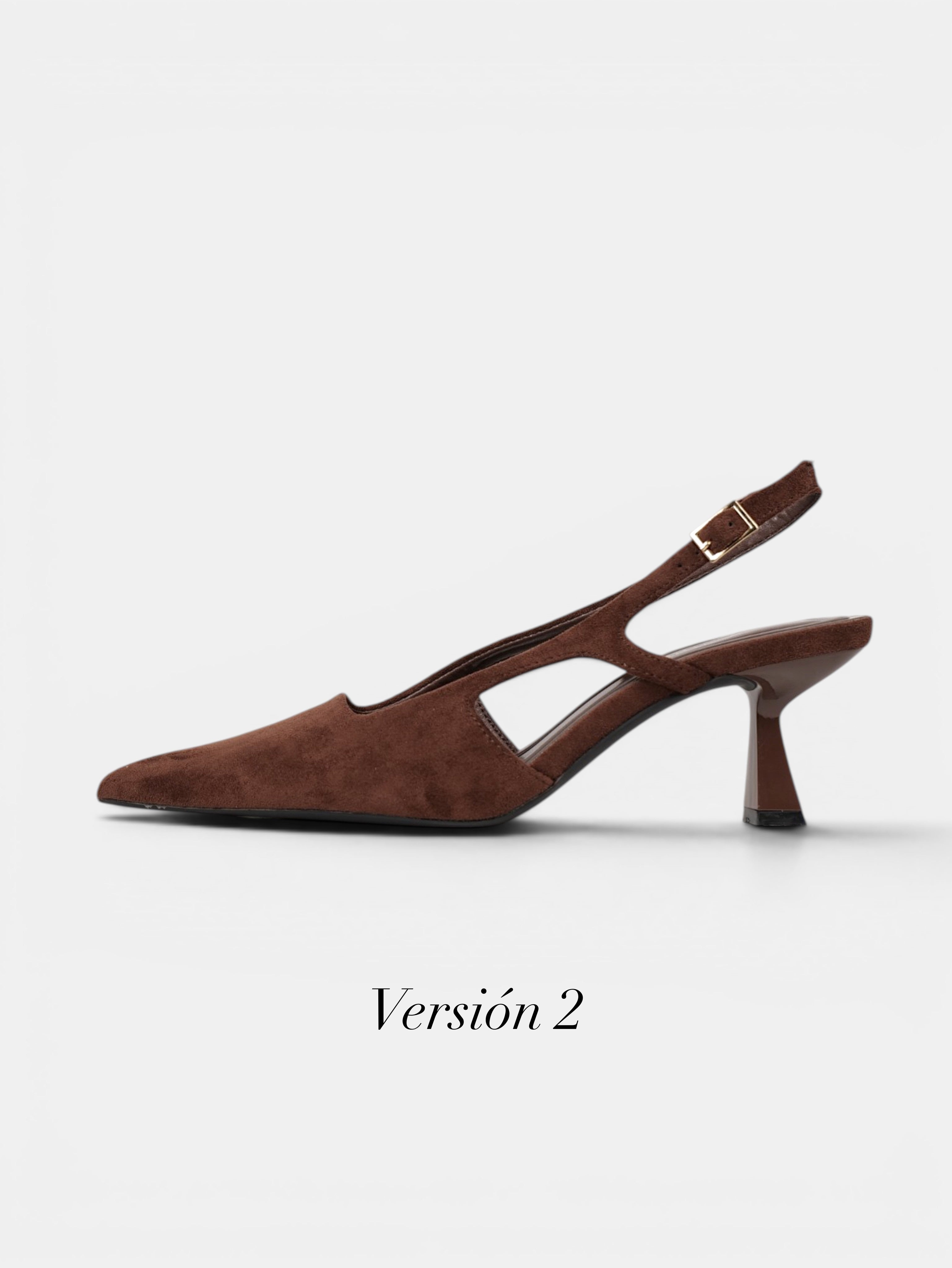 Zapatos de tacón slingback elegantes para mujer con punta fina, zapatos destalonados de terciopelo, tacón bajo cómodo con tira trasera ajustable en beige, rosa, marrón chocolate y negro para comuniones bodas eventos importantes