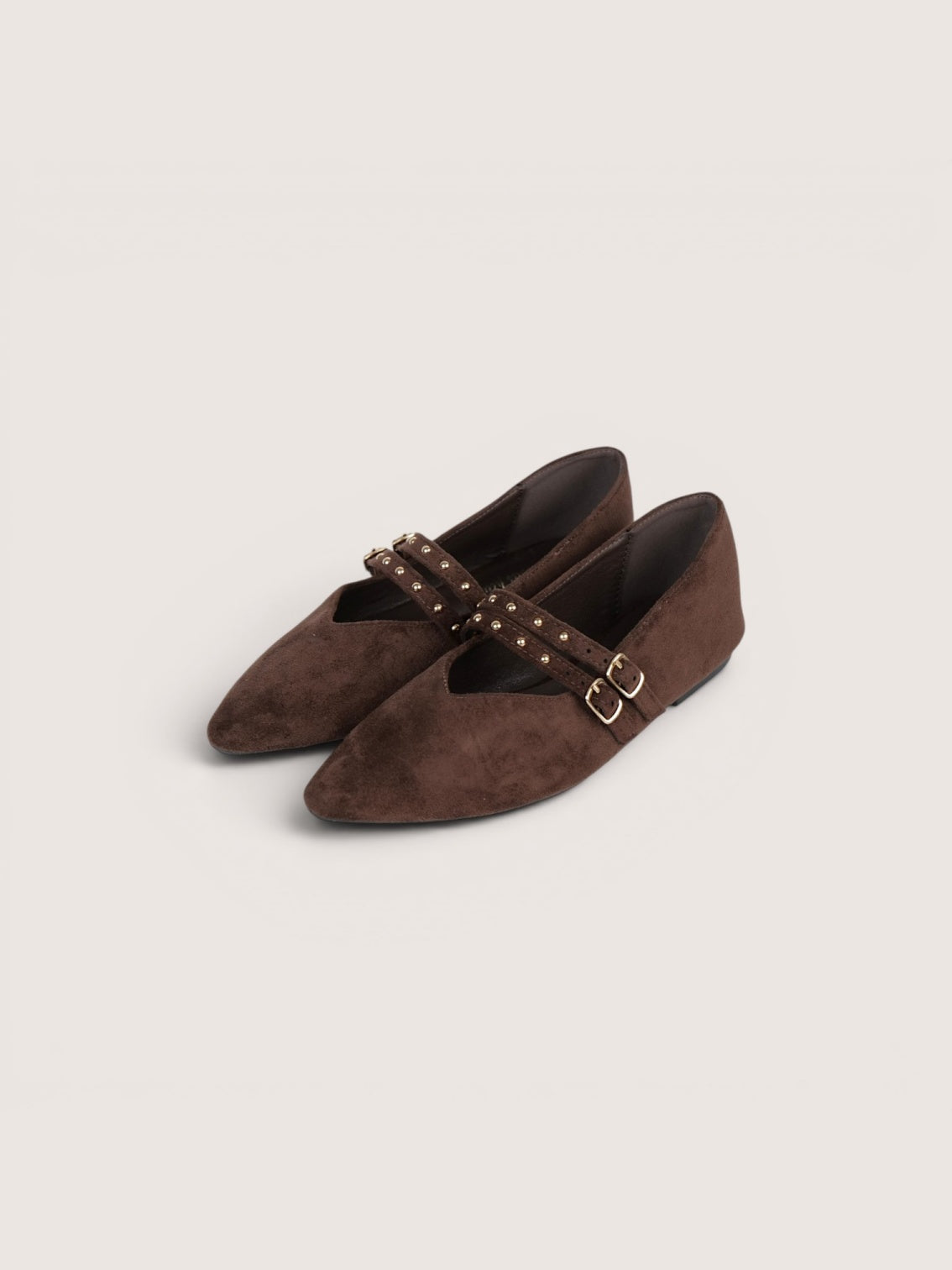 Bailarinas Mujer Planas con Doble Correa y Hebillas Metálicas, Zapatos Tipo Mary Jane de Punta Fina en Gamuza Sintética efecto Terciopelo, Flats Elegantes para Diario y Oficina