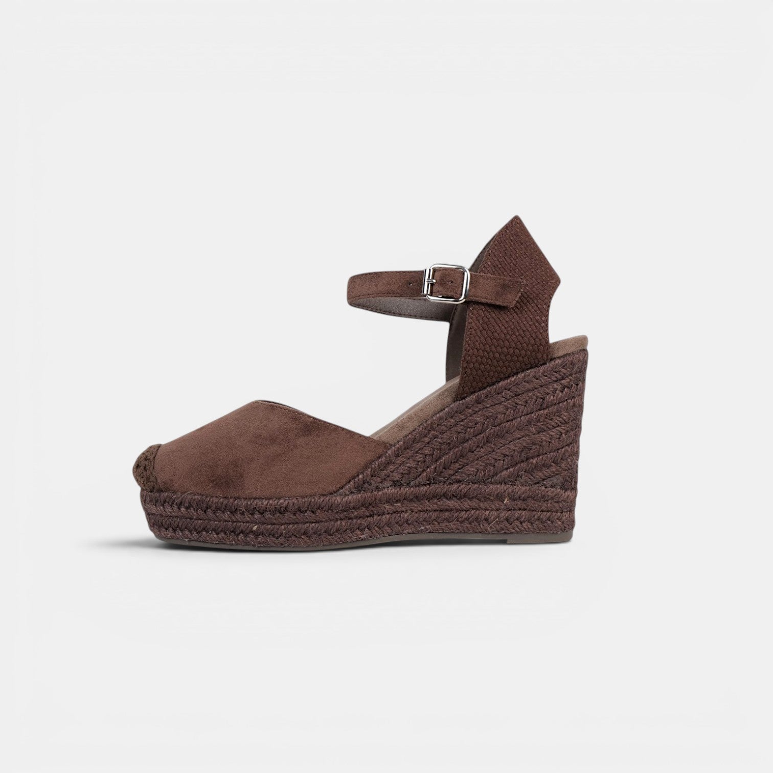 Alpargatas de Cuña Alta con pulsera al tobillo y acabado efecto ante, sandalias elegantes y cómodas para verano, bodas, eventos y looks casual chic