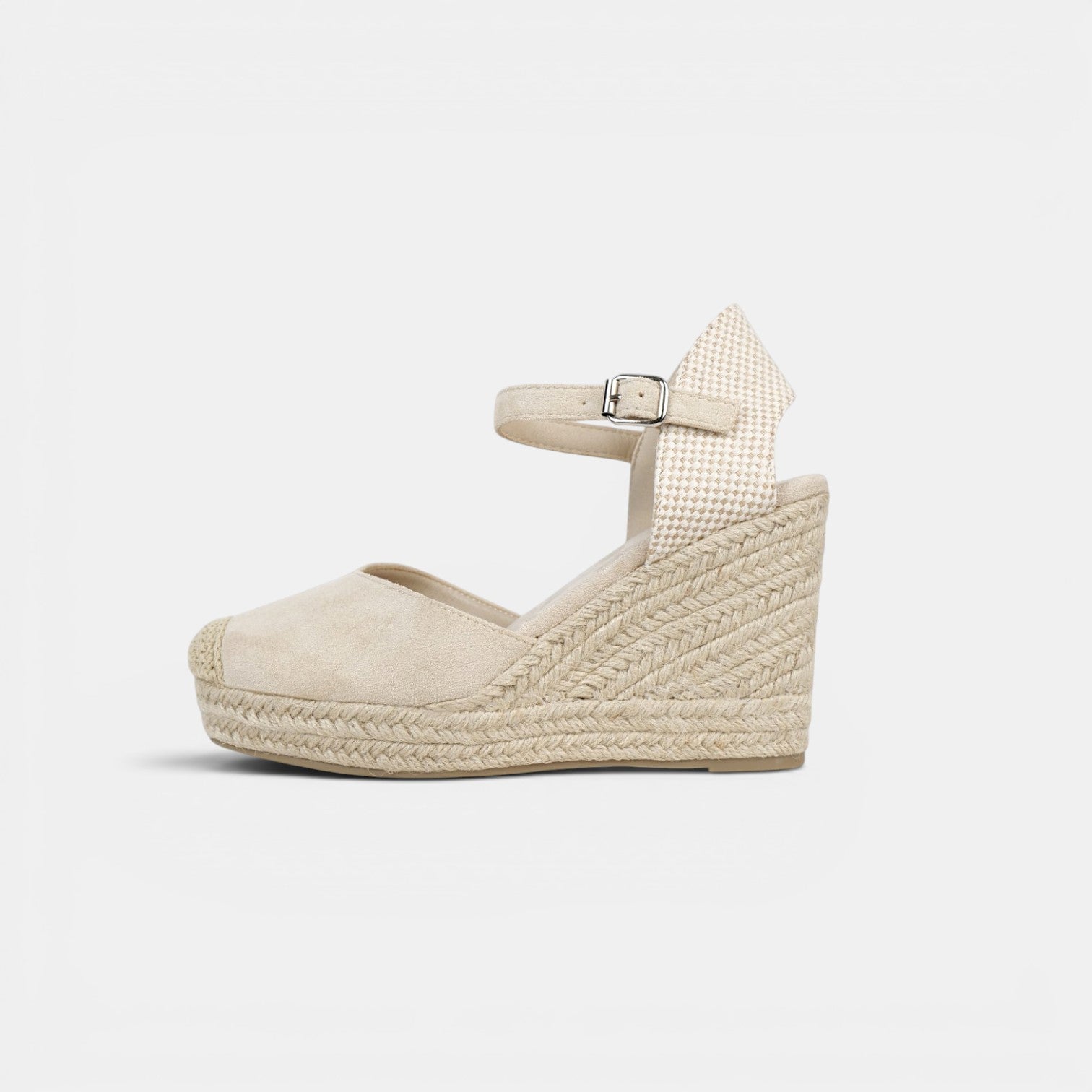Alpargatas de Cuña Alta con pulsera al tobillo y acabado efecto ante, sandalias elegantes y cómodas para verano, bodas, eventos y looks casual chic