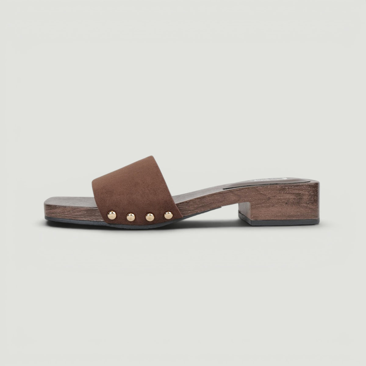 Zuecos Abiertos Tacón Bajo con Hebilla , Zuecos de mujer con acabado efecto gamuza sintética y detalle de hebilla metálica, sandalias cómodas de tacón ancho bajo ideales para verano y looks casuales
