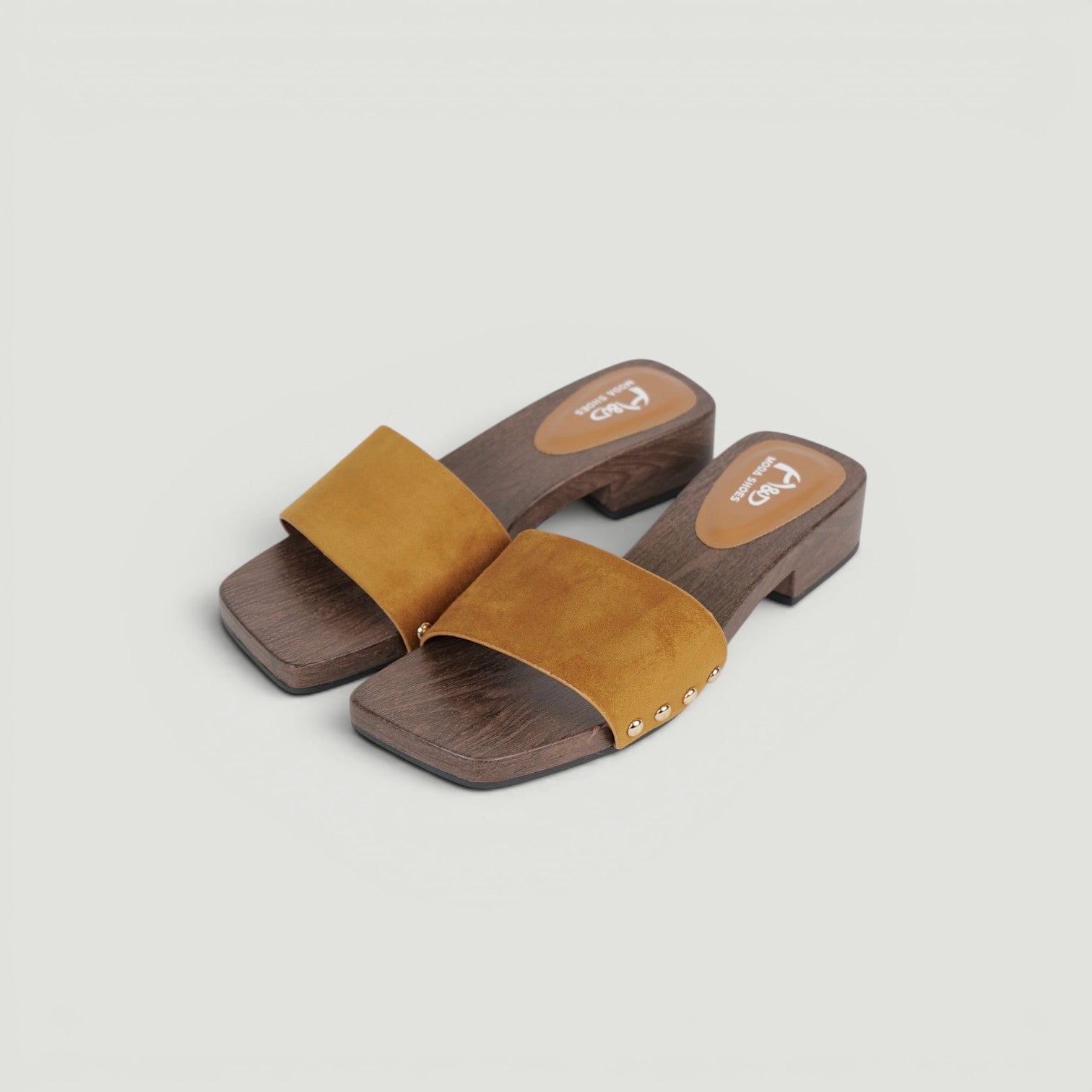 Zuecos Abiertos Tacón Bajo con Hebilla , Zuecos de mujer con acabado efecto gamuza sintética y detalle de hebilla metálica, sandalias cómodas de tacón ancho bajo ideales para verano y looks casuales