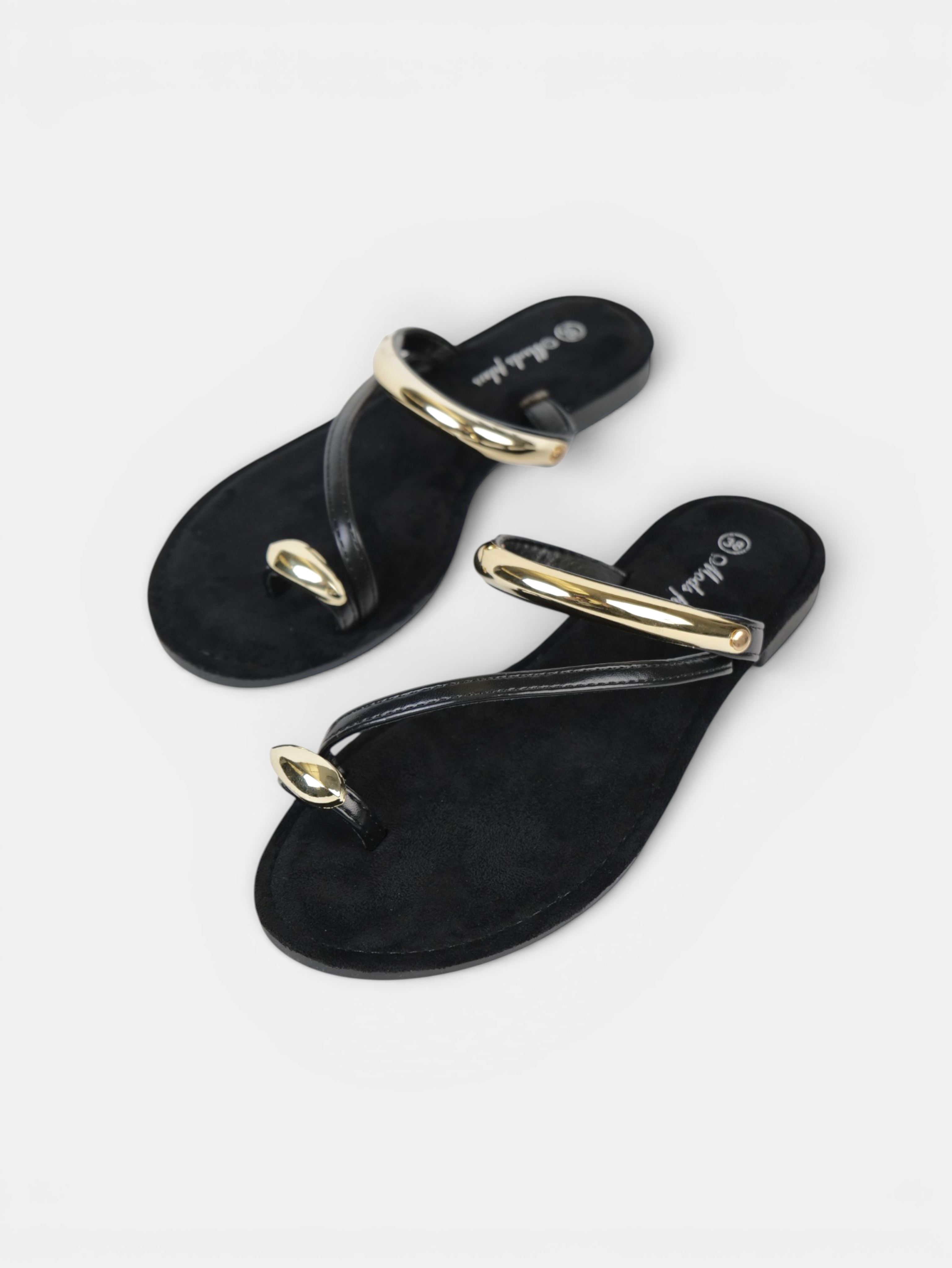 Sandalias tipo Chancla Anillo en el Dedo para mujer con detalles metálicos dorados y tiras suaves minimalistas, chanclas elegantes de verano para vacaciones, playa, vestidos y looks casual chic