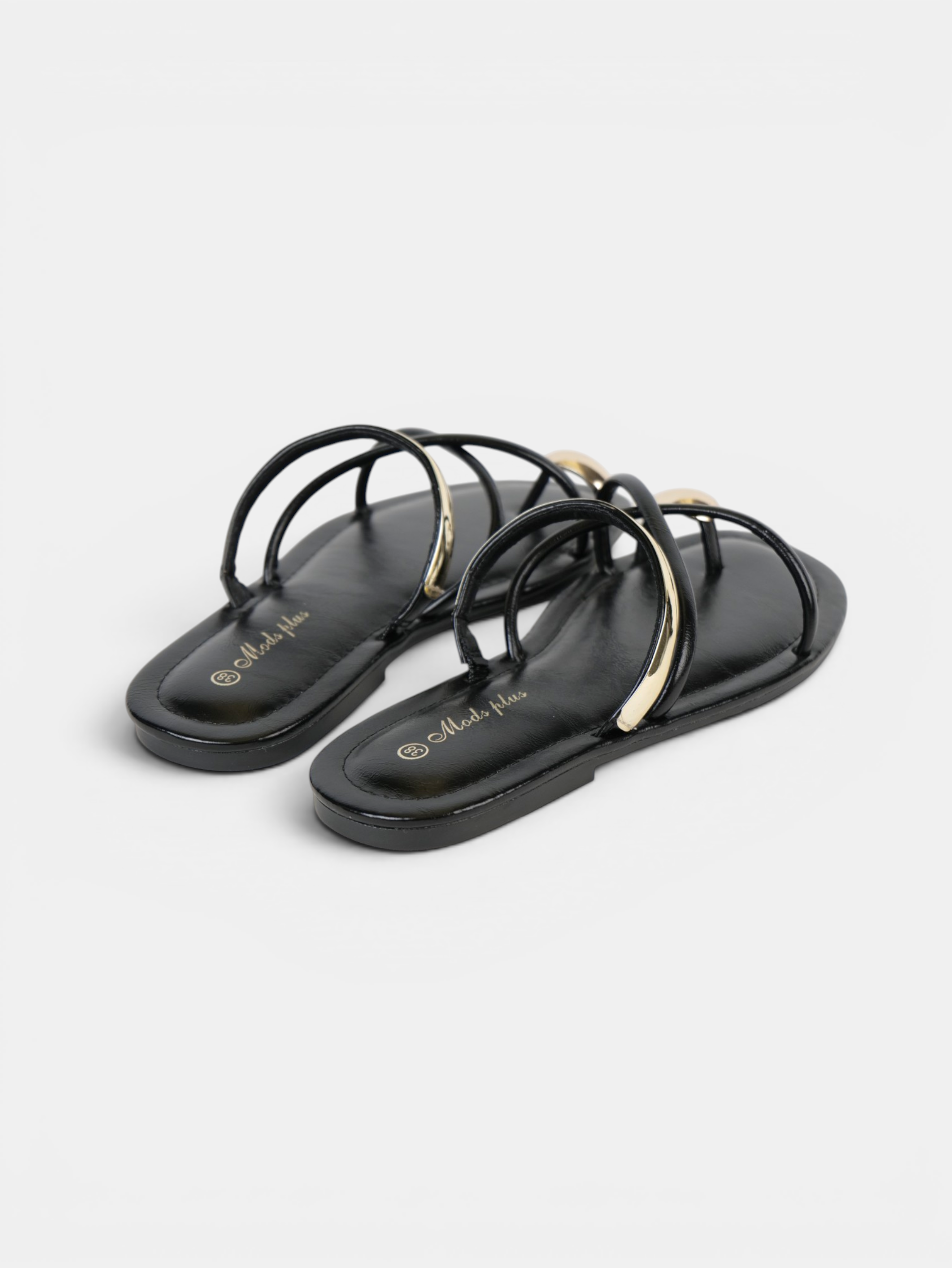 Sandalias Planas Anillo en el Dedo para mujer con tiras cruzadas y detalles metálicos dorados, chanclas elegantes de verano para playa, vacaciones, vestidos y looks casual chic