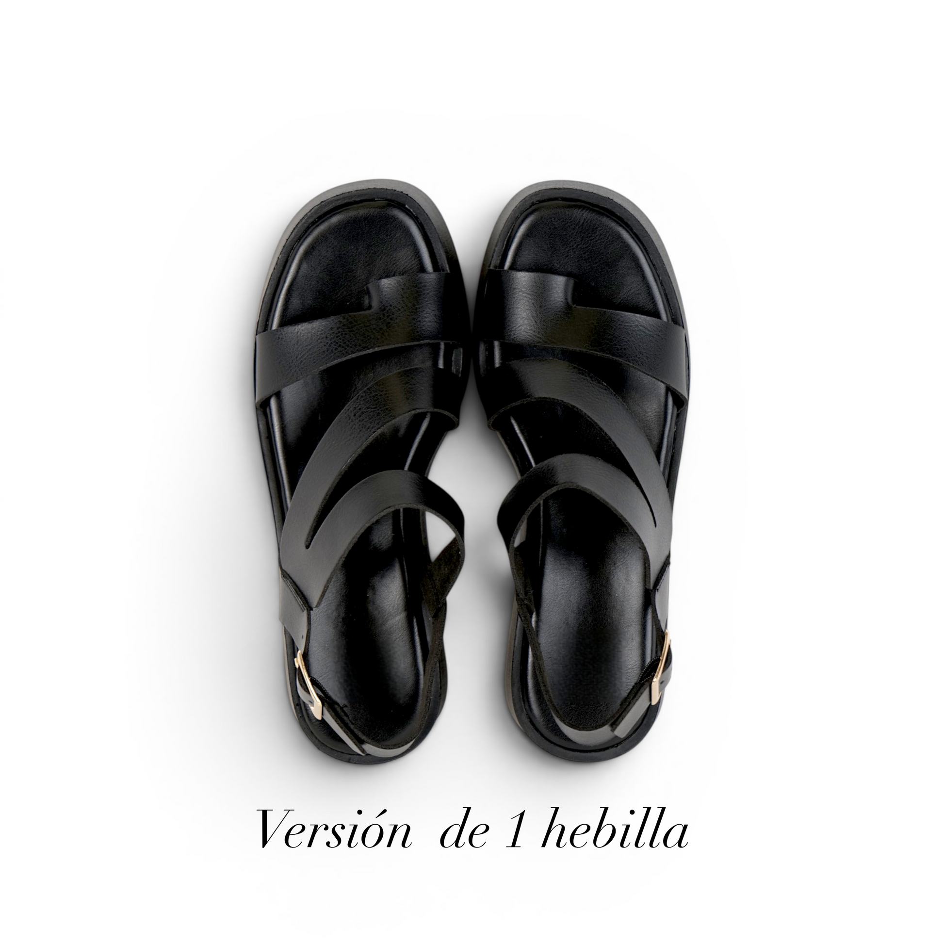 Sandalias Romanas con Plataforma alta para mujer en negro con tiras múltiples y hebillas metálicas, zapatos abiertos cómodos estilo casual urbano