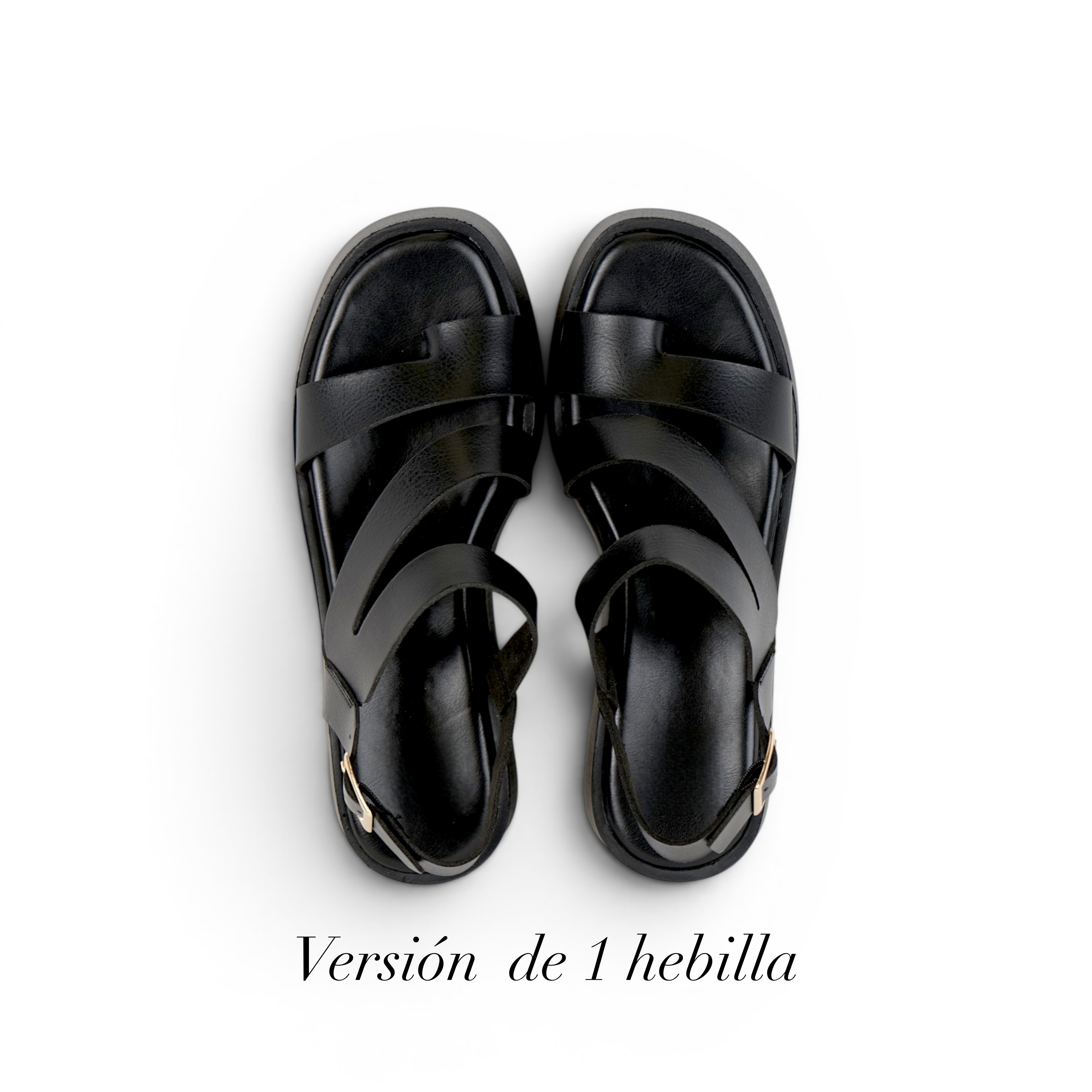 Sandalias Romanas con Plataforma alta para mujer en negro con tiras múltiples y hebillas metálicas, zapatos abiertos cómodos estilo casual urbano