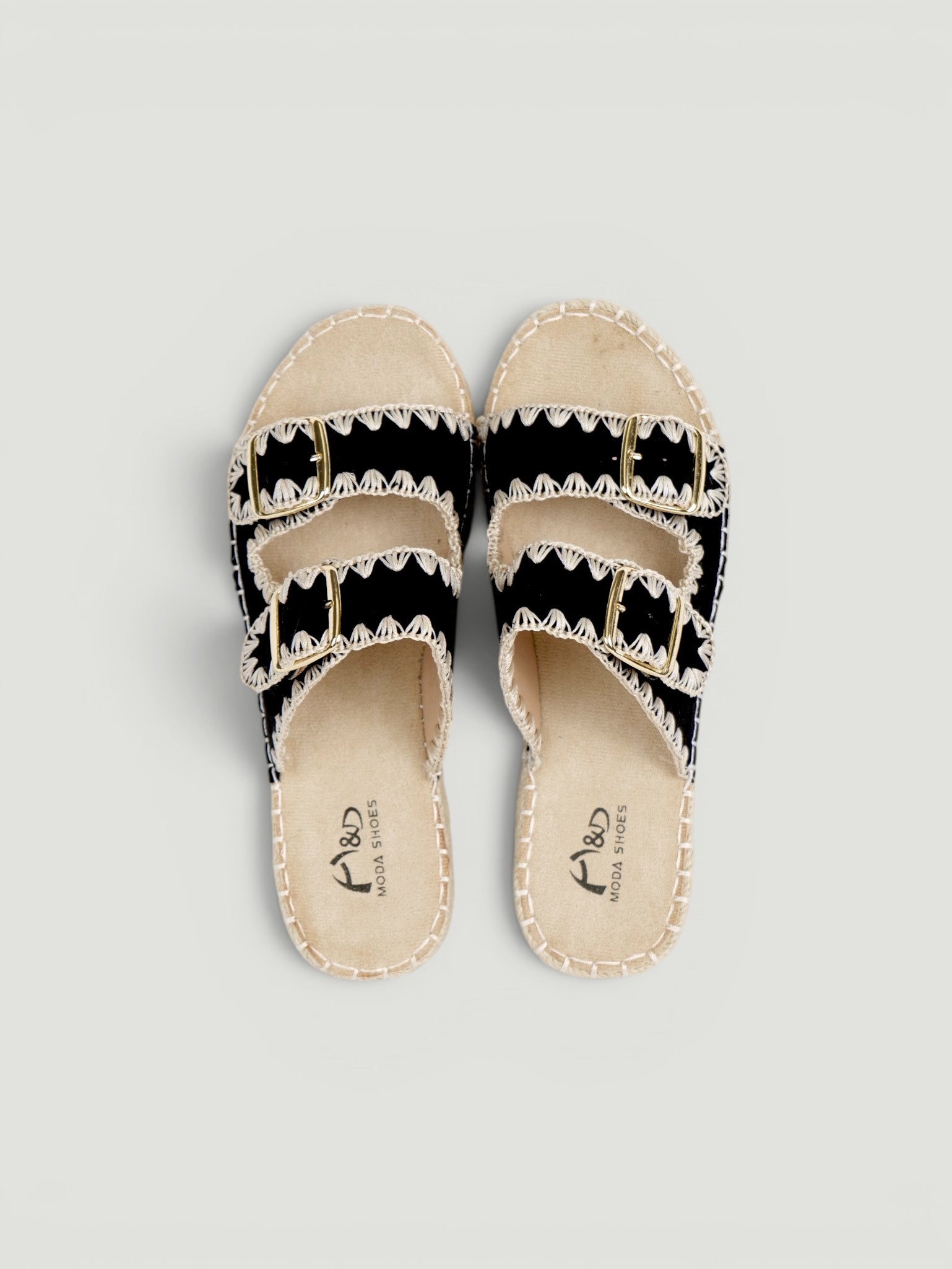 Sandalias Planas con Hebilla y Plataforma de Yute