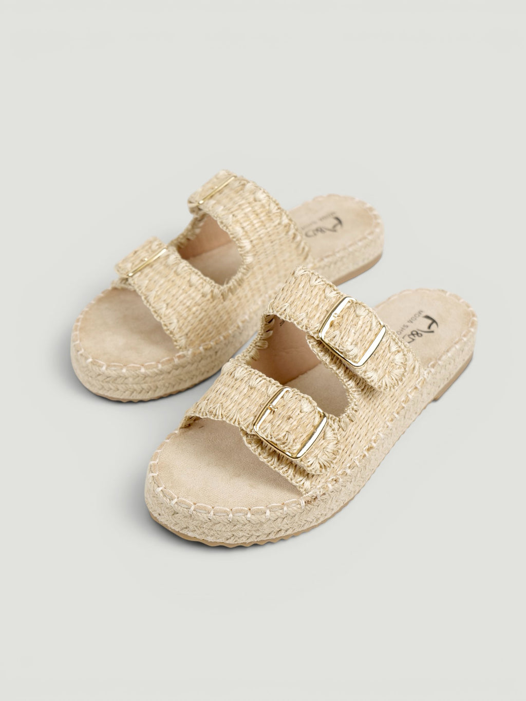 Sandalias Planas con Hebilla y Plataforma de Yute