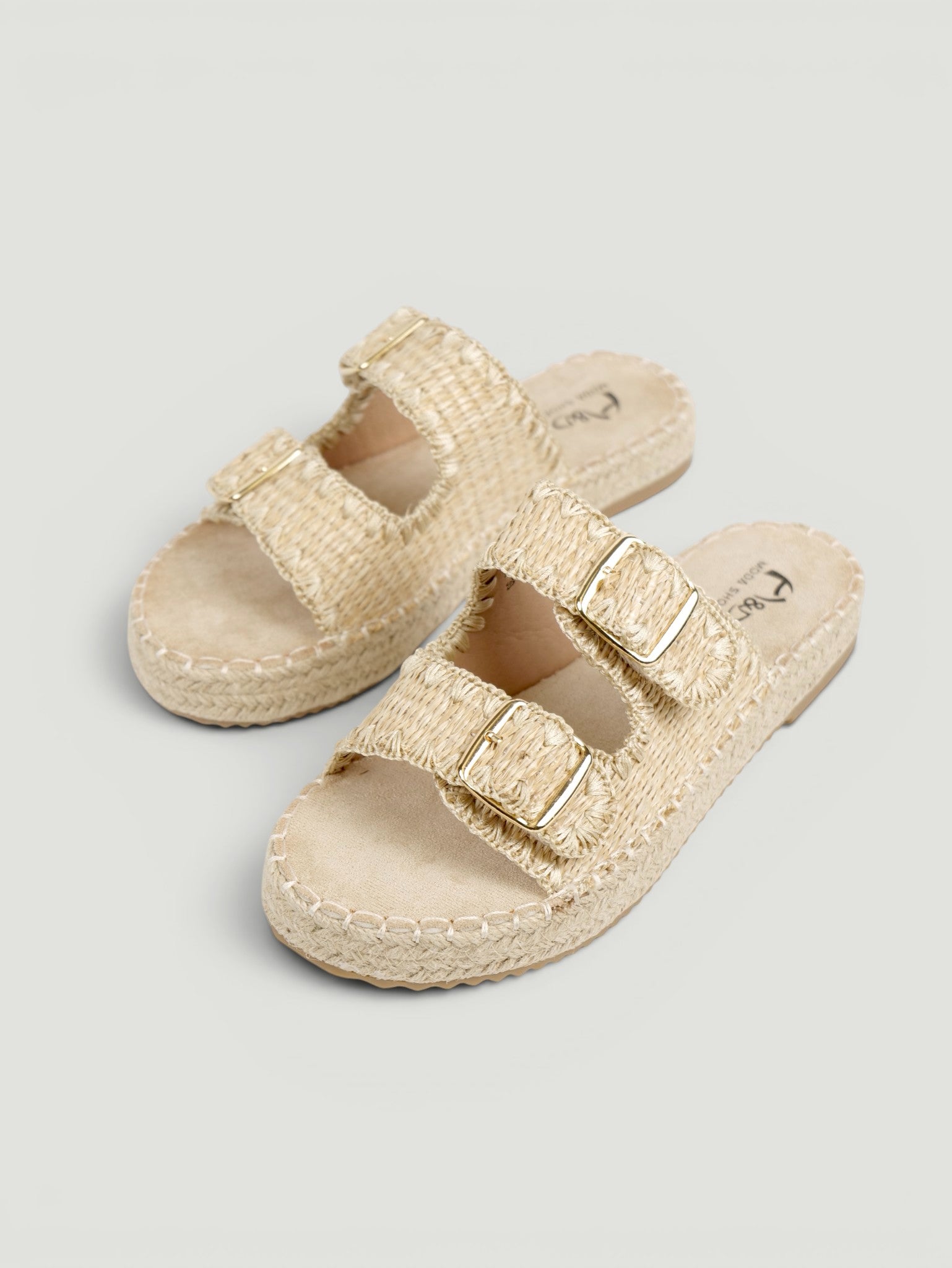 Sandalias Planas con Hebilla y Plataforma de Yute