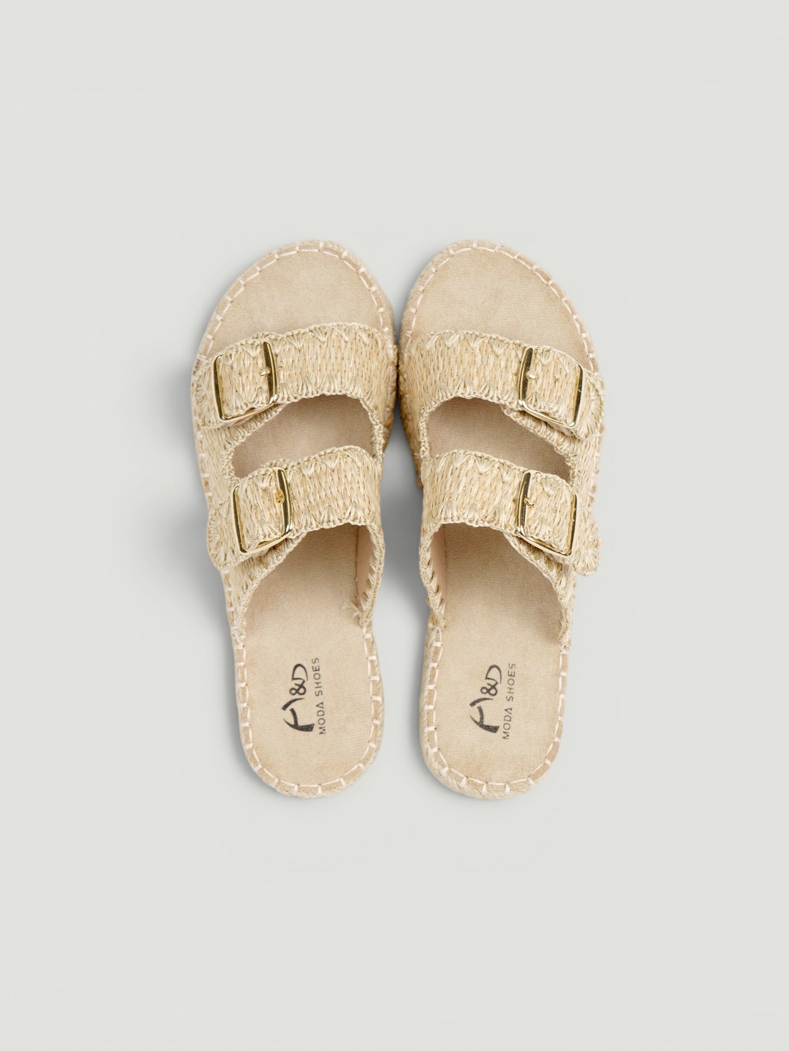 Sandalias Planas con Hebilla y Plataforma de Yute