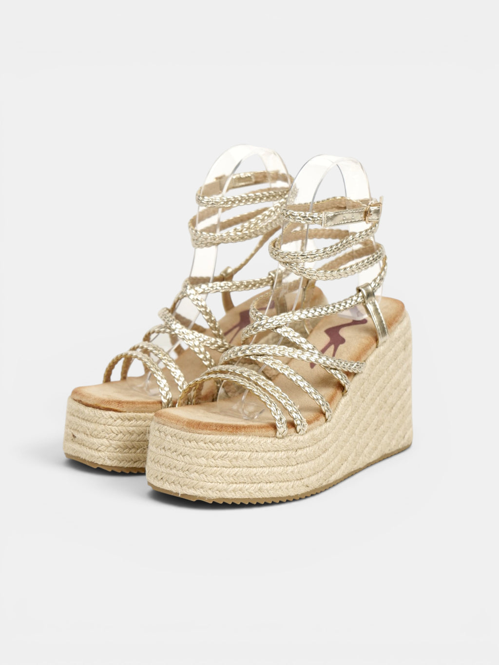 Sandalias de Cuña 11cm con Plataforma Alta Efecto Yute y Tiras con Nudos Decorativos, Sandalia con Pulsera Ajustable de Cuero Sintético para Verano, Fiesta, Vacaciones y Event
