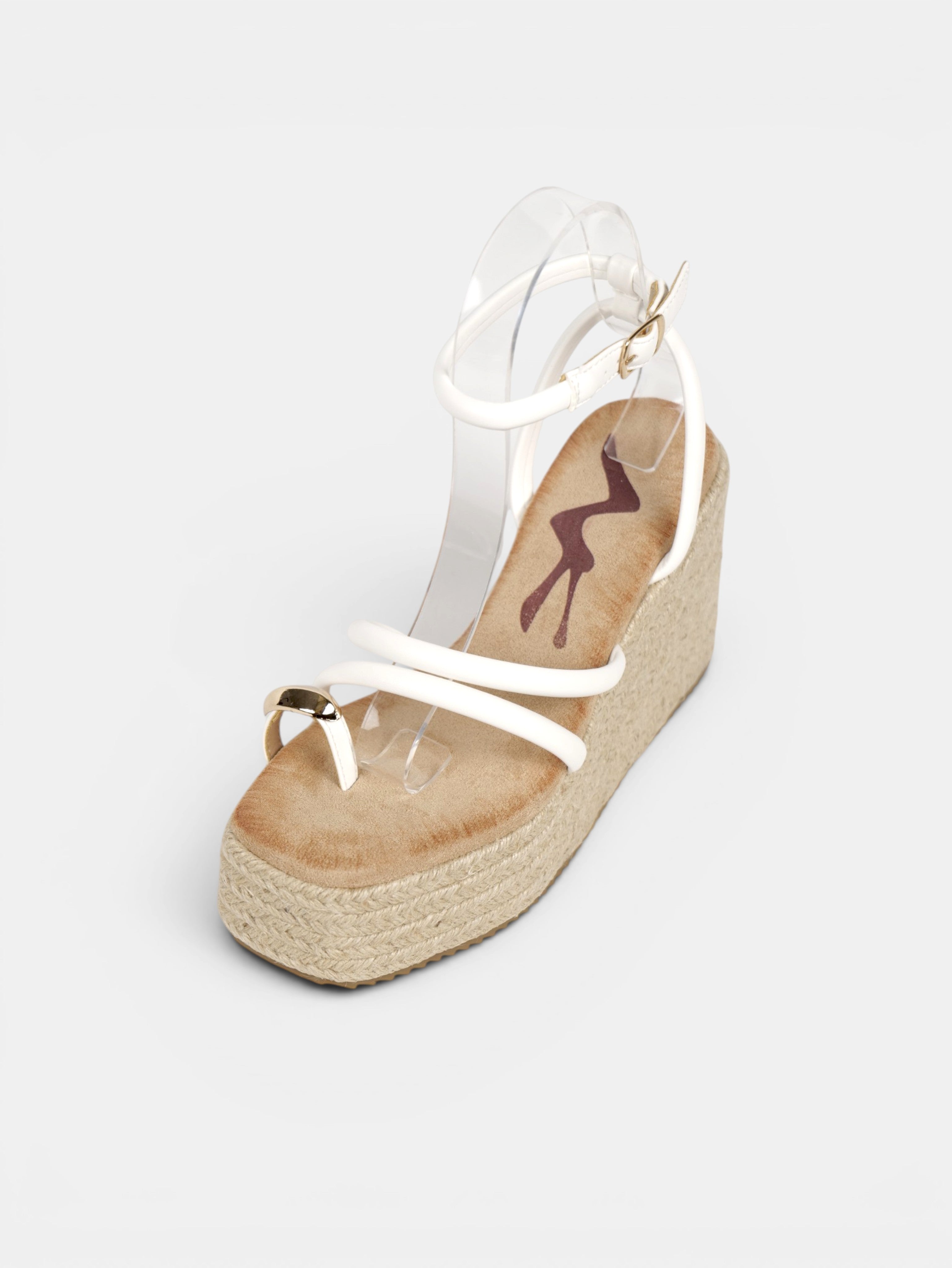 Sandalias de Cuña Anillo dorado en el Dedo, Plataforma de Esparto, Tiras Finas Redondas y Pulsera al Tobillo para Vestidos, Faldas y Pantalón de Lino