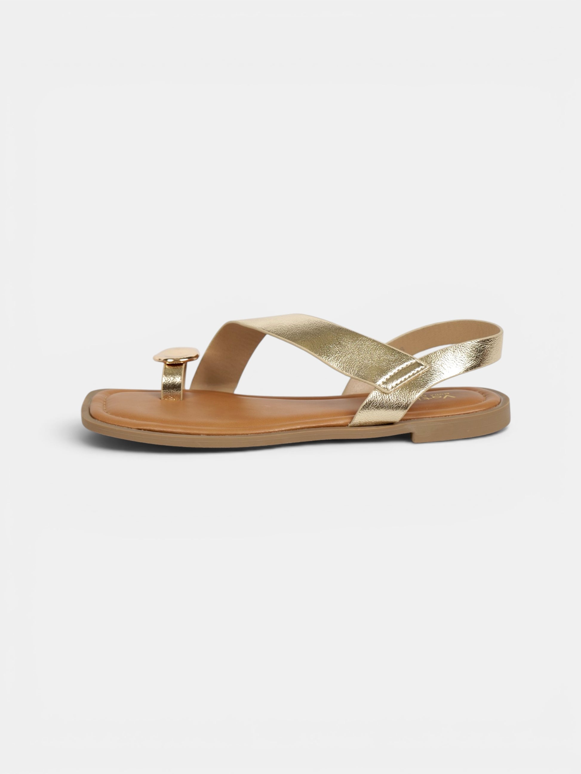 Sandalias Planas Mujer con Separación para el Dedo, Tiras Cruzadas Metalizadas y Talón Cubierto para Vestidos, Faldas, Shorts y Vaqueros
