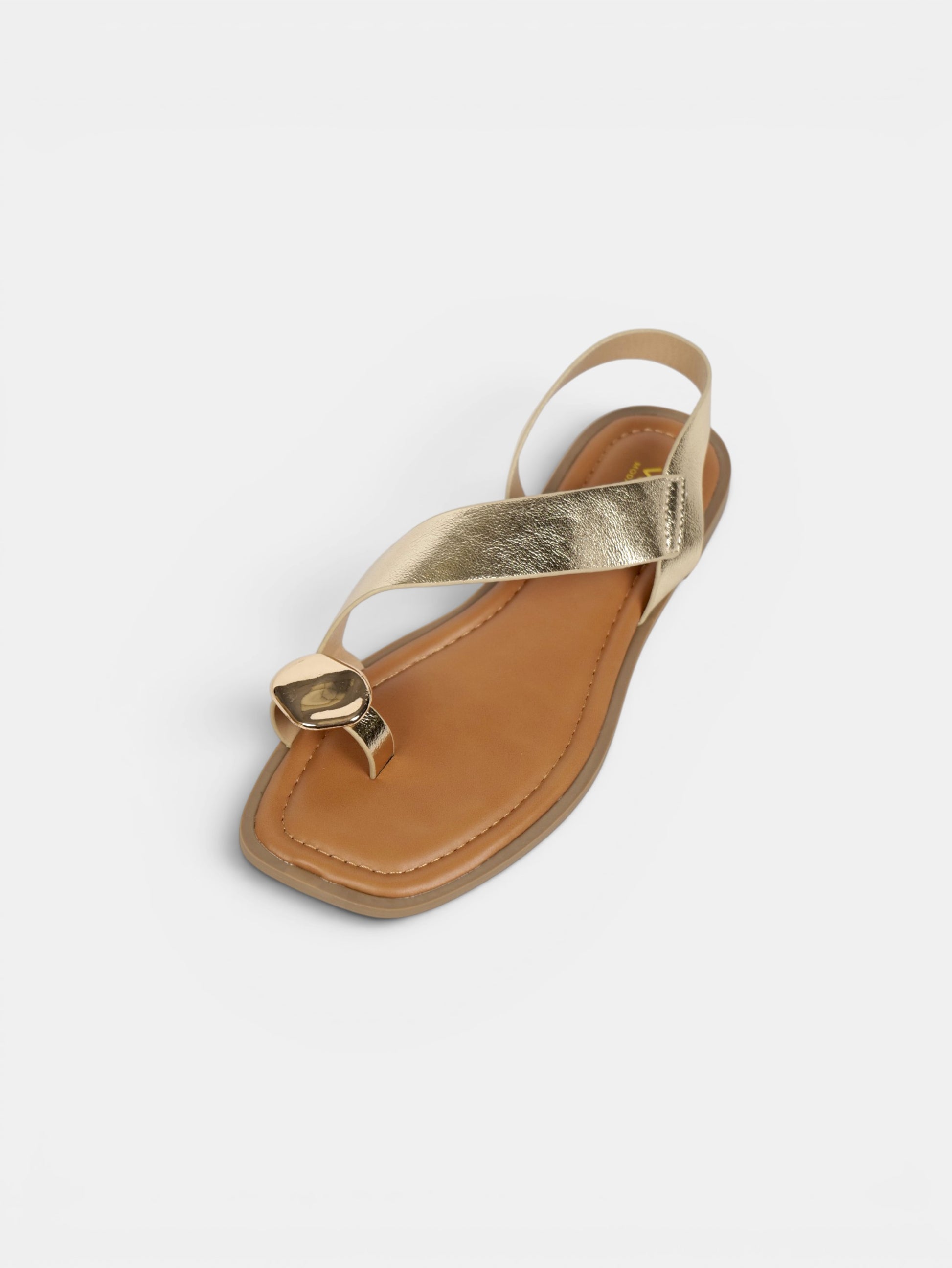 Sandalias Planas Mujer con Separación para el Dedo, Tiras Cruzadas Metalizadas y Talón Cubierto para Vestidos, Faldas, Shorts y Vaqueros