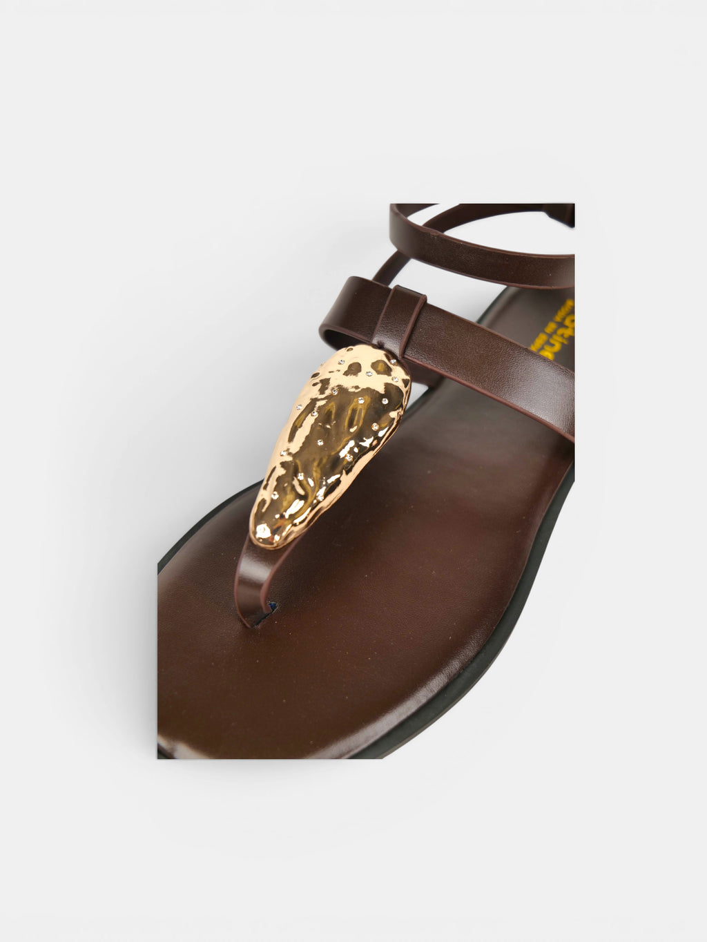 Sandalias Planas Mujer con Separación para el Dedo, Detalle Metálico Dorado y Pulsera al Tobillo para Vestidos, Faldas, Shorts y Vaqueros