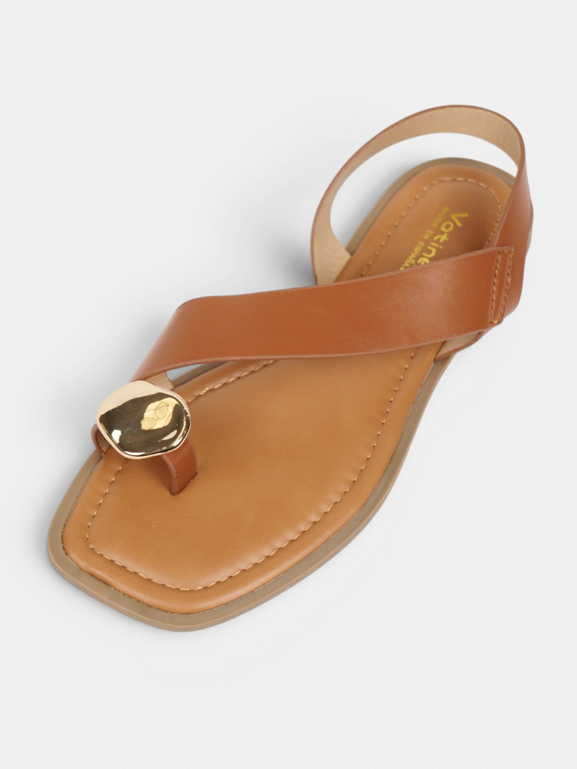 Sandalias Planas Mujer con Separación para el Dedo, Tiras Cruzadas Metalizadas y Talón Cubierto para Vestidos, Faldas, Shorts y Vaqueros