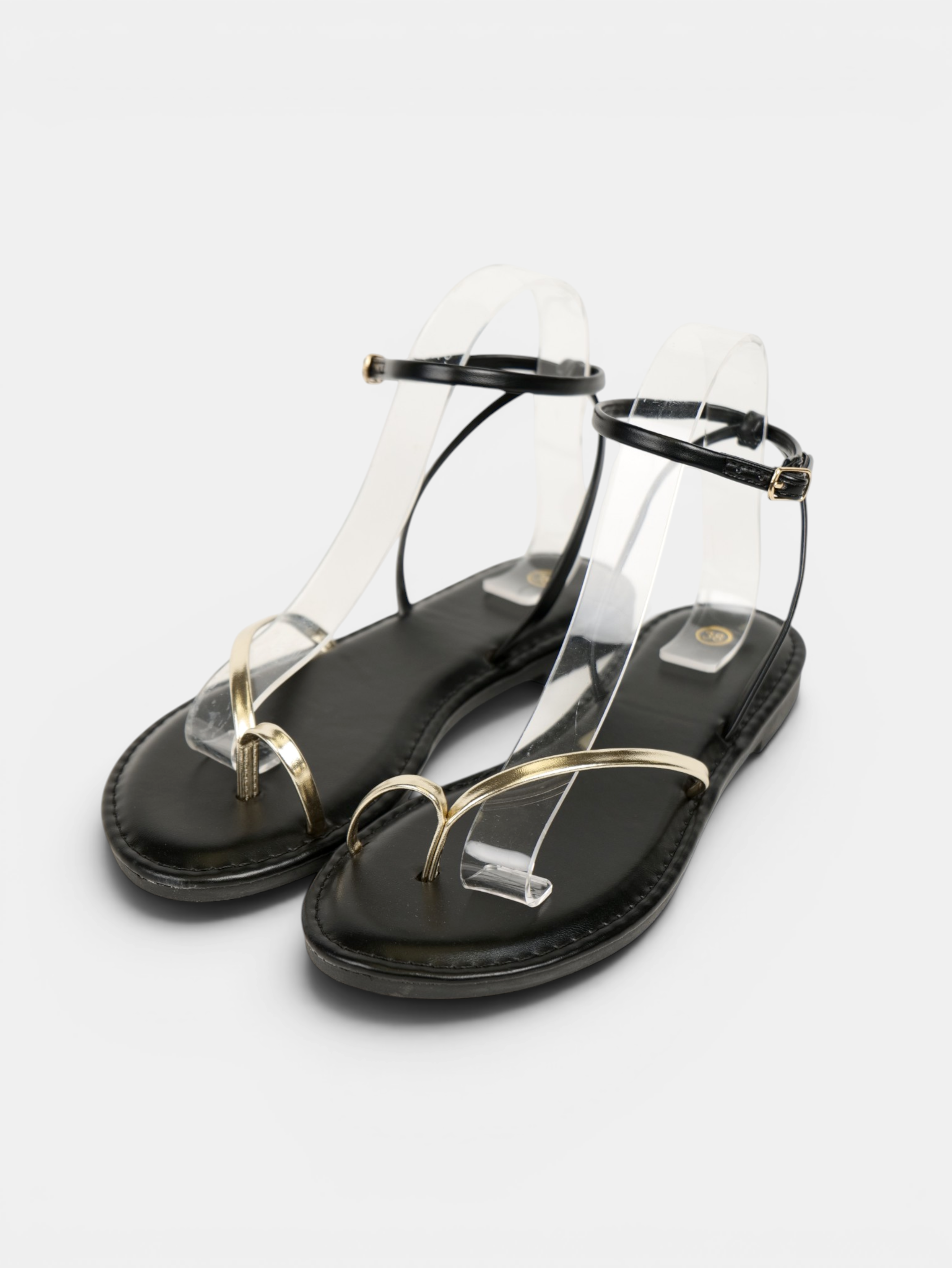 Sandalias Planas Tira Metálica Dorada y Pulsera al Tobillo, Sandalias Planas Mujer, Elegantes, Cómodas y Minimalistas para Bodas, Eventos, Verano y Diario