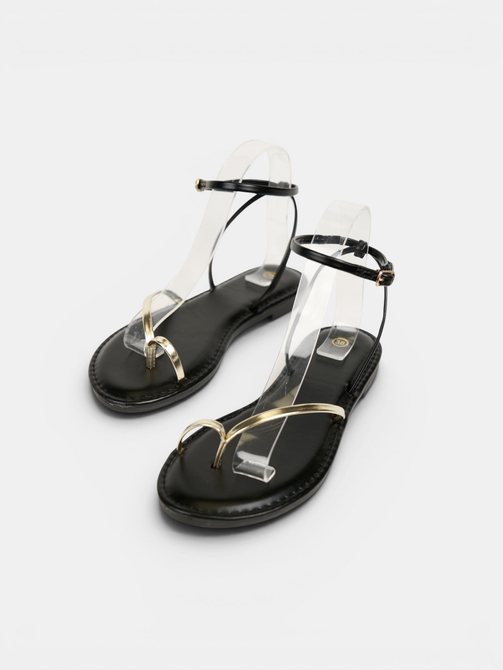 Sandalias Planas Mujer con Tira Metálica Dorada y Pulsera al Tobillo, Elegantes, Cómodas y Minimalistas para Bodas, Eventos, Verano y Diario