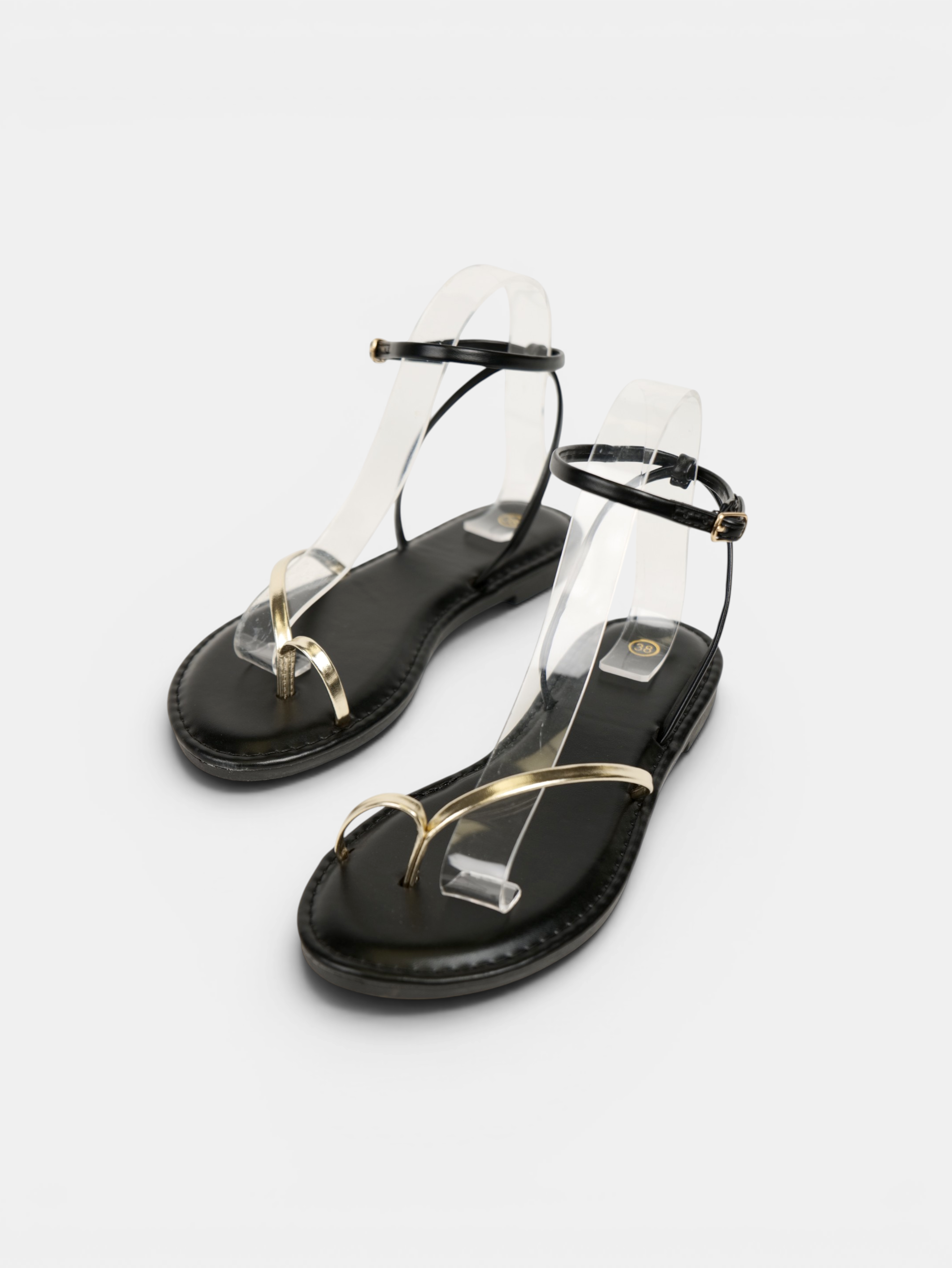 Sandalias Planas Tira Metálica Dorada y Pulsera al Tobillo, Sandalias Planas Mujer, Elegantes, Cómodas y Minimalistas para Bodas, Eventos, Verano y Diario