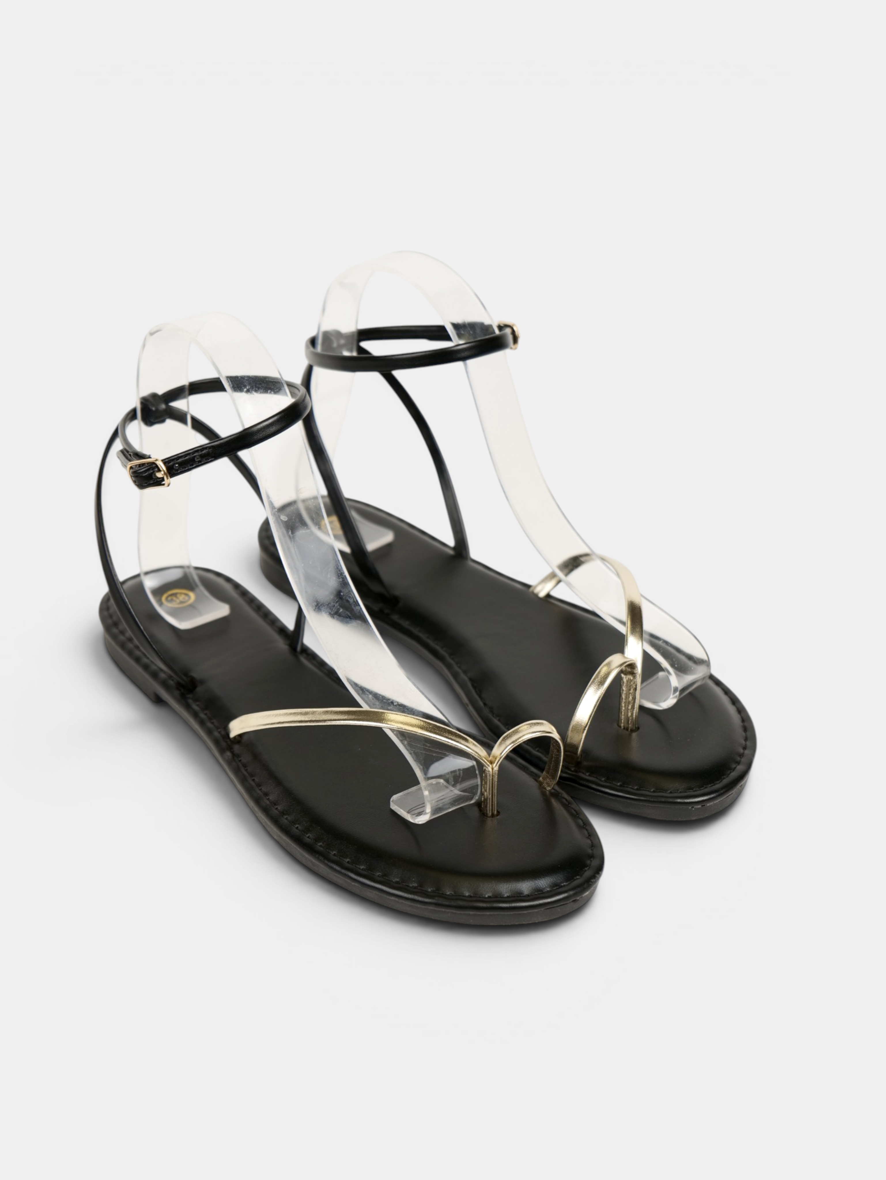 Sandalias Planas Tira Metálica Dorada y Pulsera al Tobillo, Sandalias Planas Mujer, Elegantes, Cómodas y Minimalistas para Bodas, Eventos, Verano y Diario