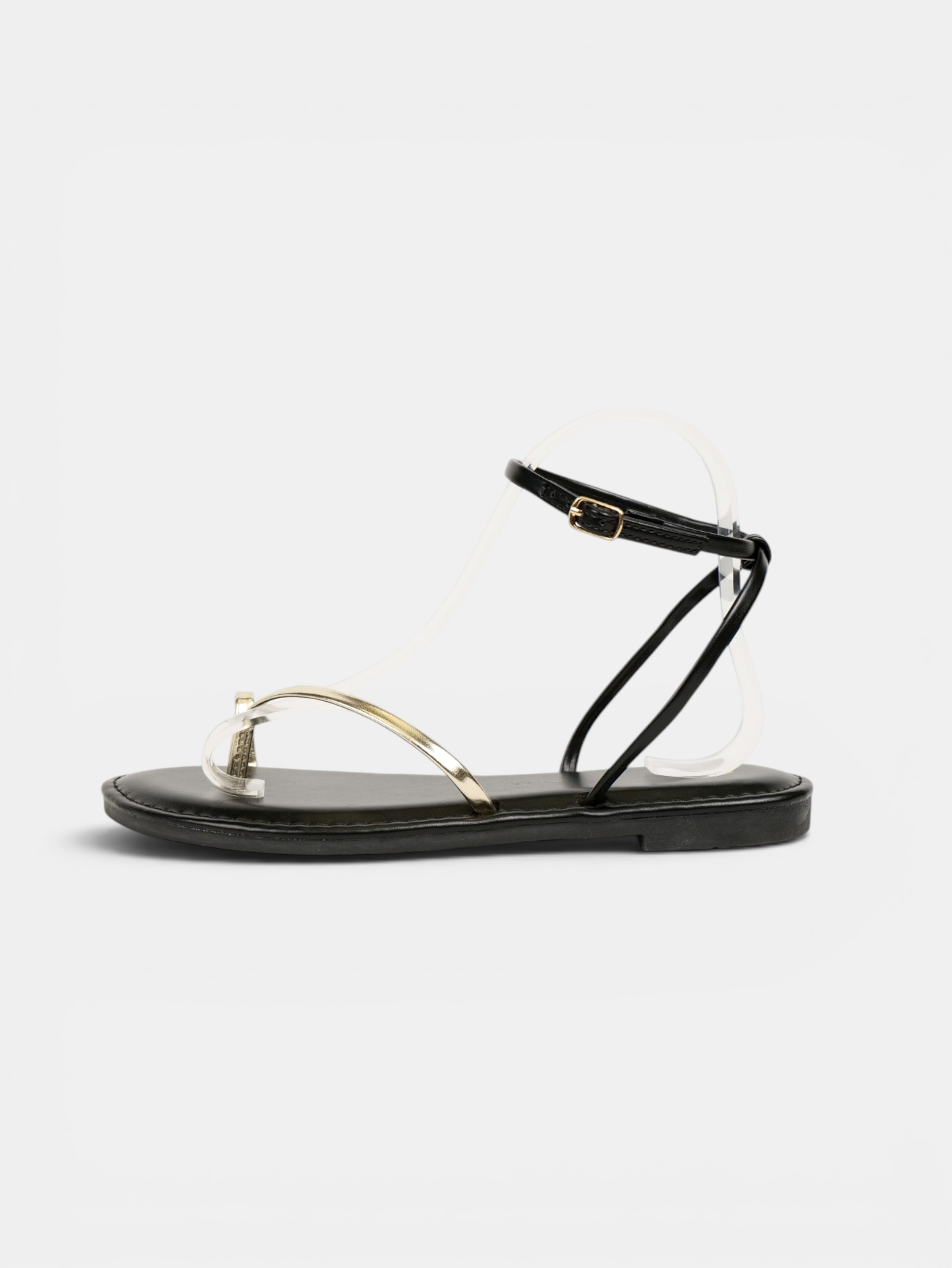 Sandalias Planas Tira Metálica Dorada y Pulsera al Tobillo, Sandalias Planas Mujer, Elegantes, Cómodas y Minimalistas para Bodas, Eventos, Verano y Diario
