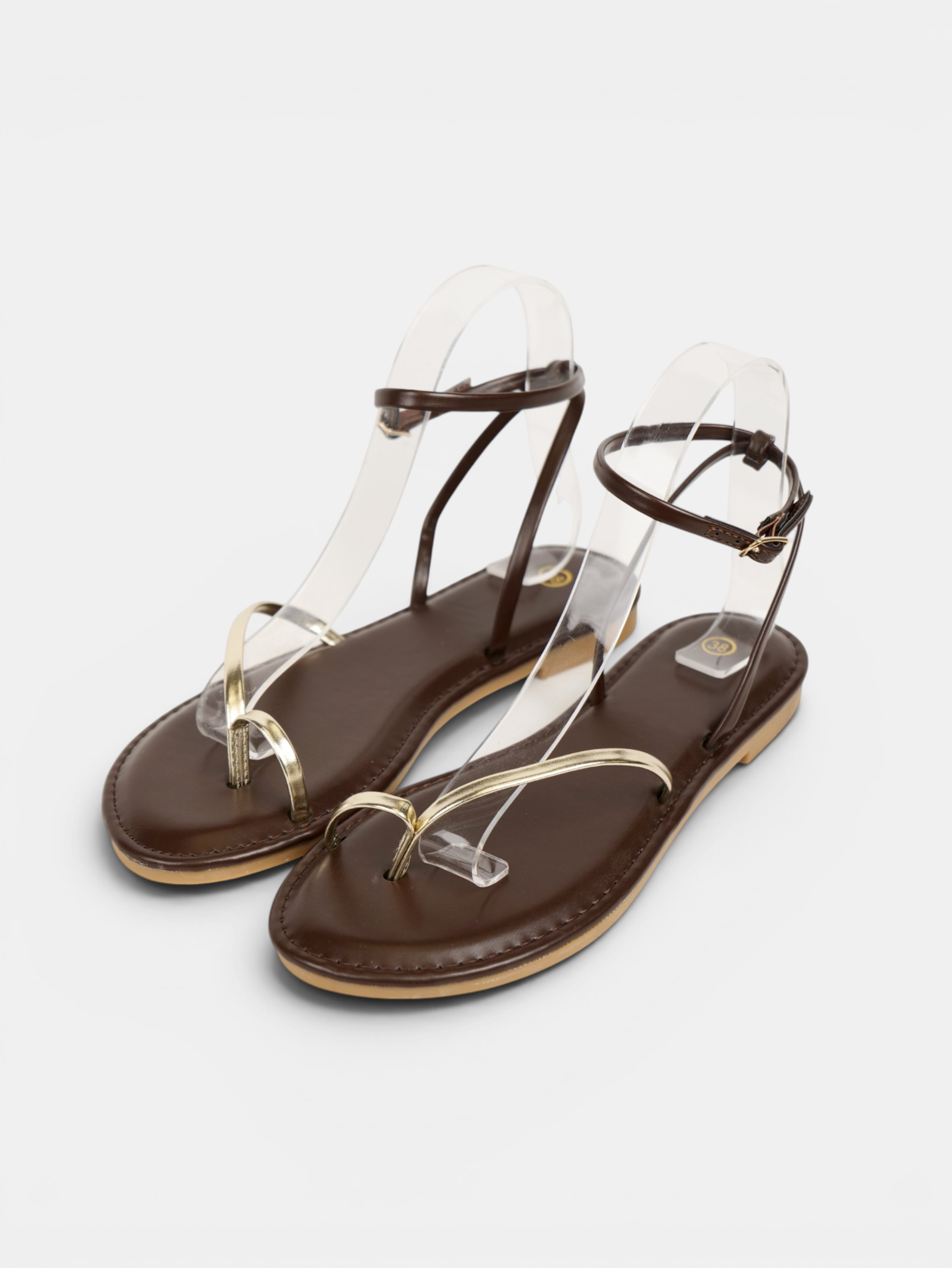 Sandalias Planas Tira Metálica Dorada y Pulsera al Tobillo, Sandalias Planas Mujer, Elegantes, Cómodas y Minimalistas para Bodas, Eventos, Verano y Diario