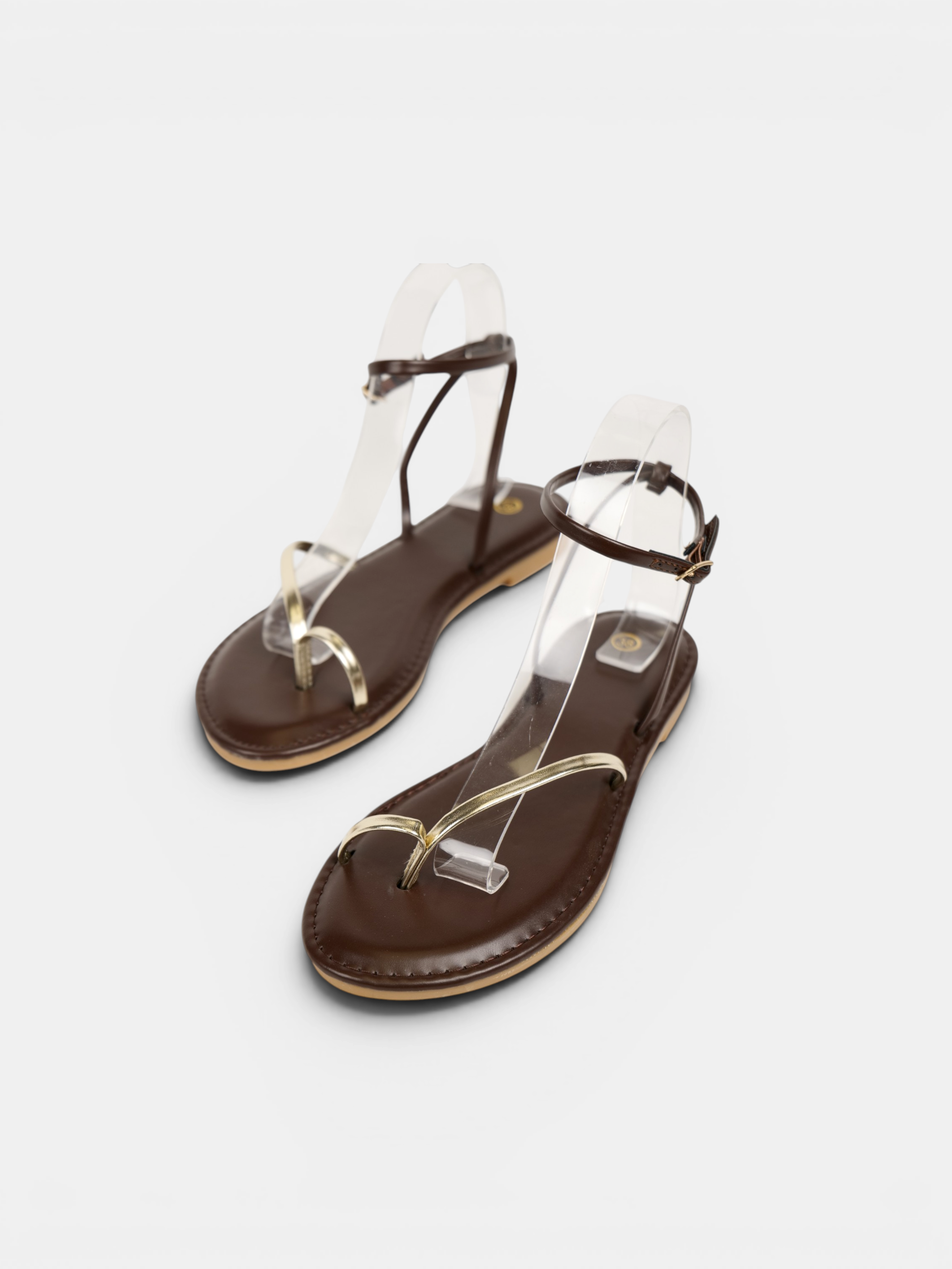 Sandalias Planas Tira Metálica Dorada y Pulsera al Tobillo, Sandalias Planas Mujer, Elegantes, Cómodas y Minimalistas para Bodas, Eventos, Verano y Diario
