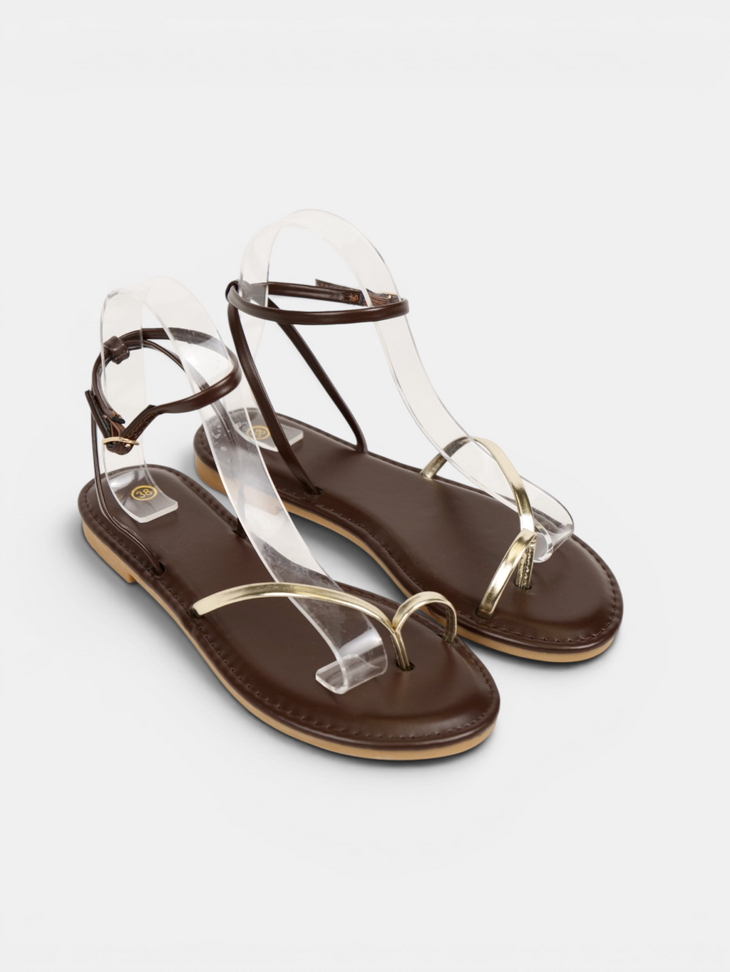 Sandalias Planas Mujer con Tira Metálica Dorada y Pulsera al Tobillo, Elegantes, Cómodas y Minimalistas para Bodas, Eventos, Verano y Diario